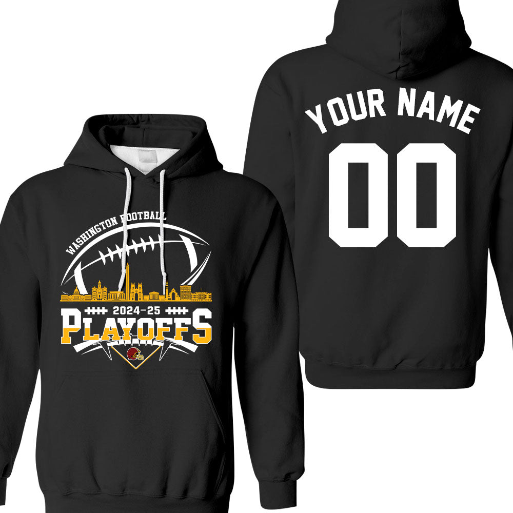 Washington American Football 2024-25 Playoffs Skyline Double Sided V-neck Shirts, Washington Game Day Divisional Playoffs Custom V-neck Shirts