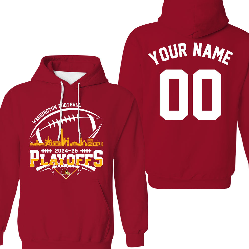 Washington American Football 2024-25 Playoffs Skyline Double Sided V-neck Shirts, Washington Game Day Divisional Playoffs Custom V-neck Shirts
