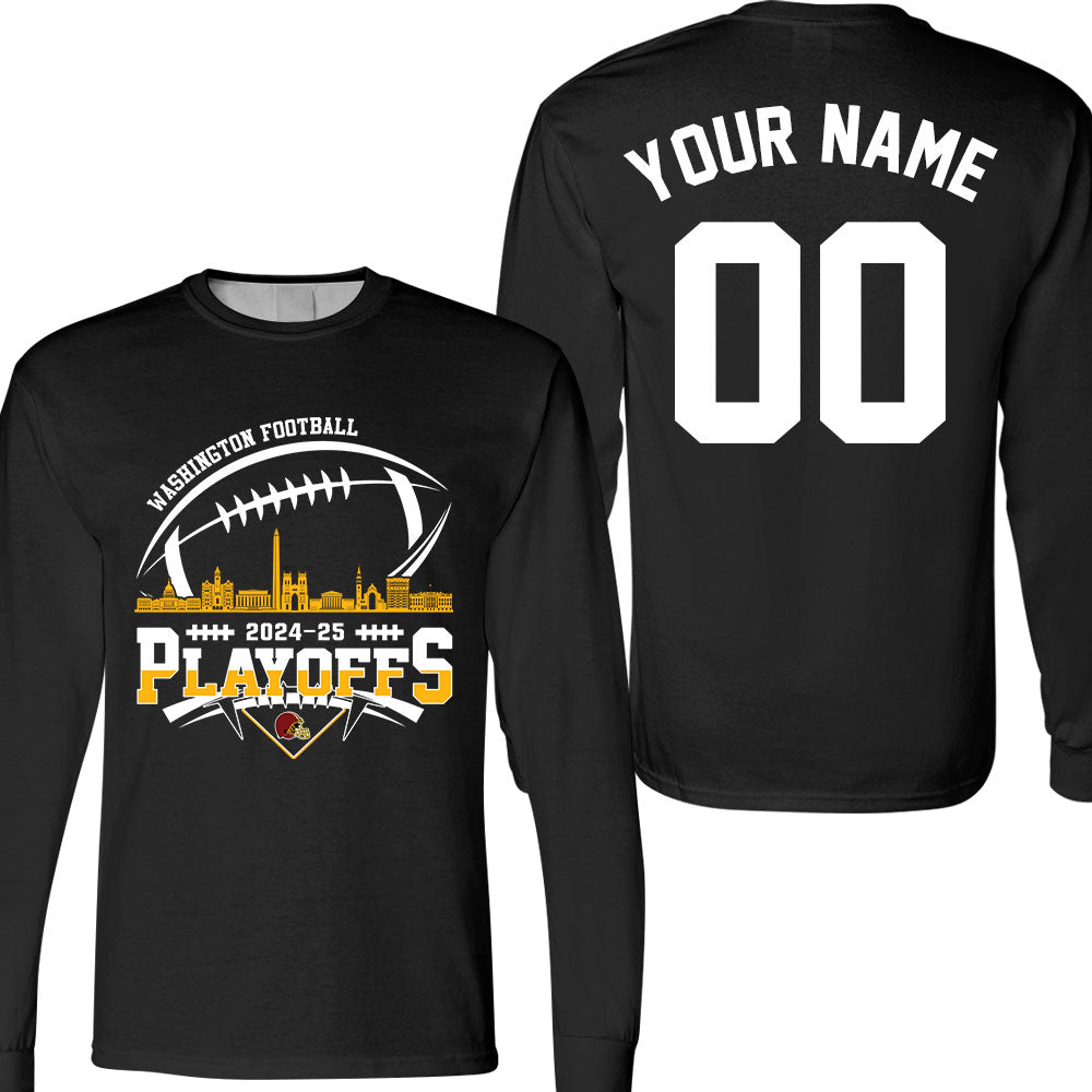 Washington American Football 2024-25 Playoffs Skyline Double Sided V-neck Shirts, Washington Game Day Divisional Playoffs Custom V-neck Shirts