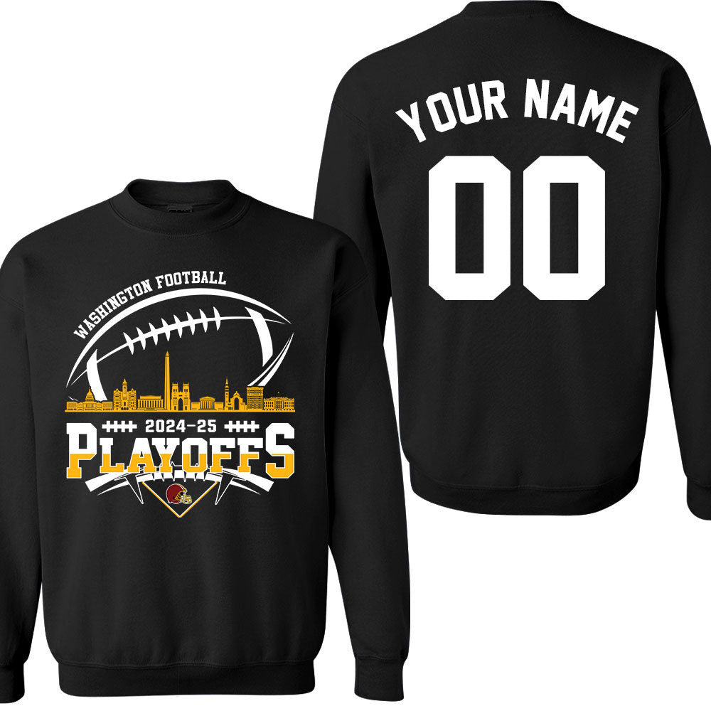 Washington American Football 2024-25 Playoffs Skyline Double Sided V-neck Shirts, Washington Game Day Divisional Playoffs Custom V-neck Shirts