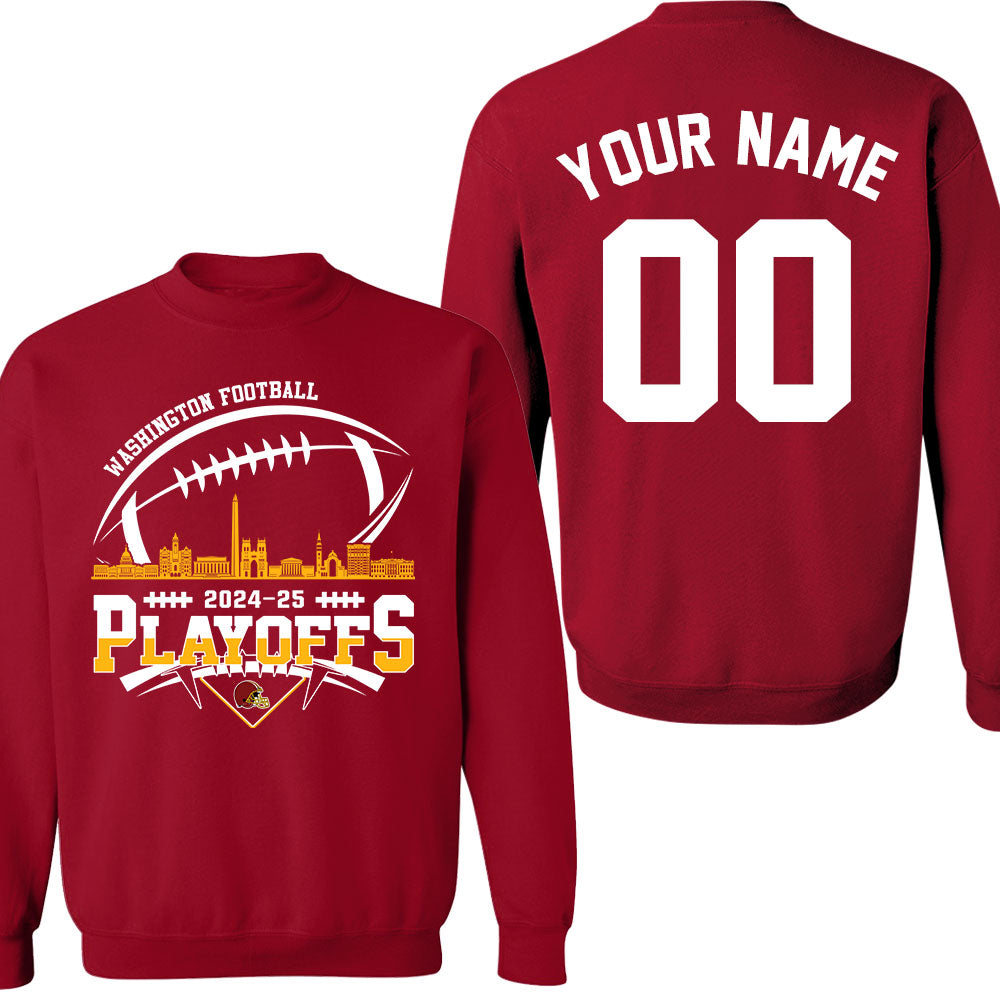 Washington American Football 2024-25 Playoffs Skyline Double Sided V-neck Shirts, Washington Game Day Divisional Playoffs Custom V-neck Shirts