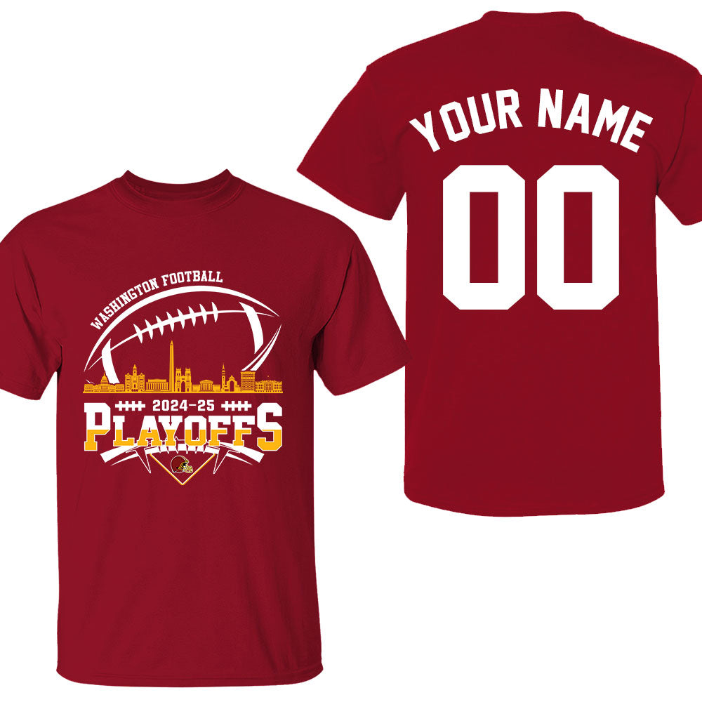 Washington American Football 2024-25 Playoffs Skyline Double Sided V-neck Shirts, Washington Game Day Divisional Playoffs Custom V-neck Shirts