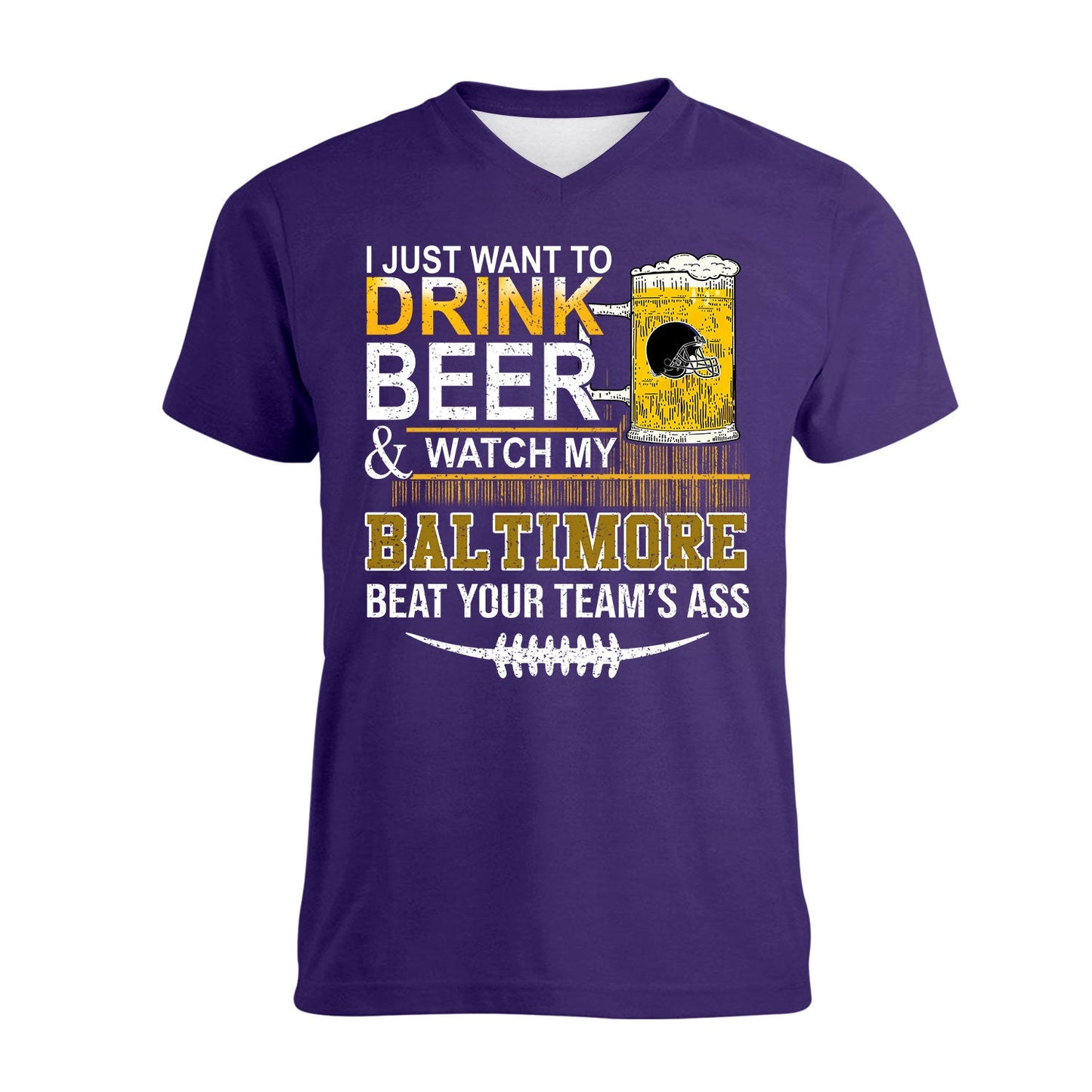Baltimore American Football Beer t shirt, Just Want To Drink Beer & Watch My Baltimore American Football Beat Your Team T-Shirt