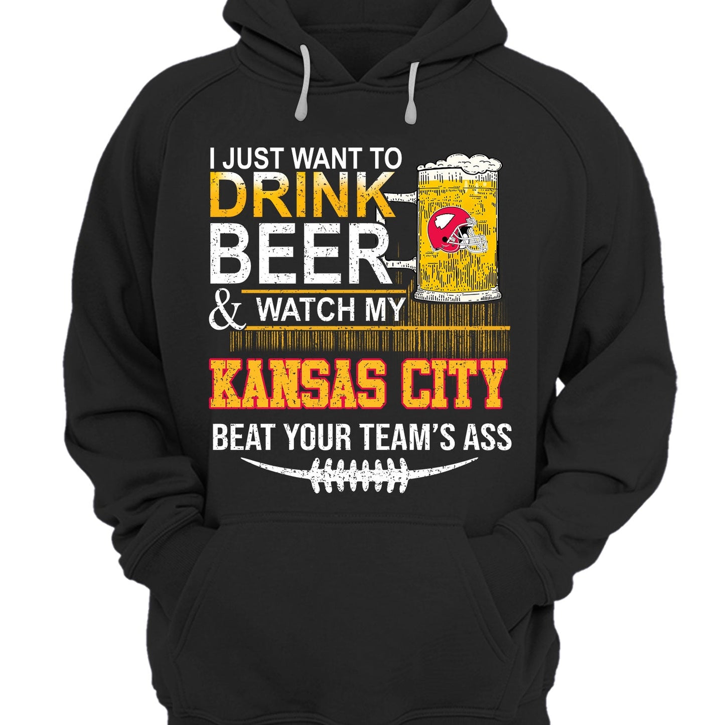 Kansas city American Football Beer Long Sleeve Shirt, Just Want To Drink Beer & Watch My Kansas city American Football Beat Your Team Long Sleeve