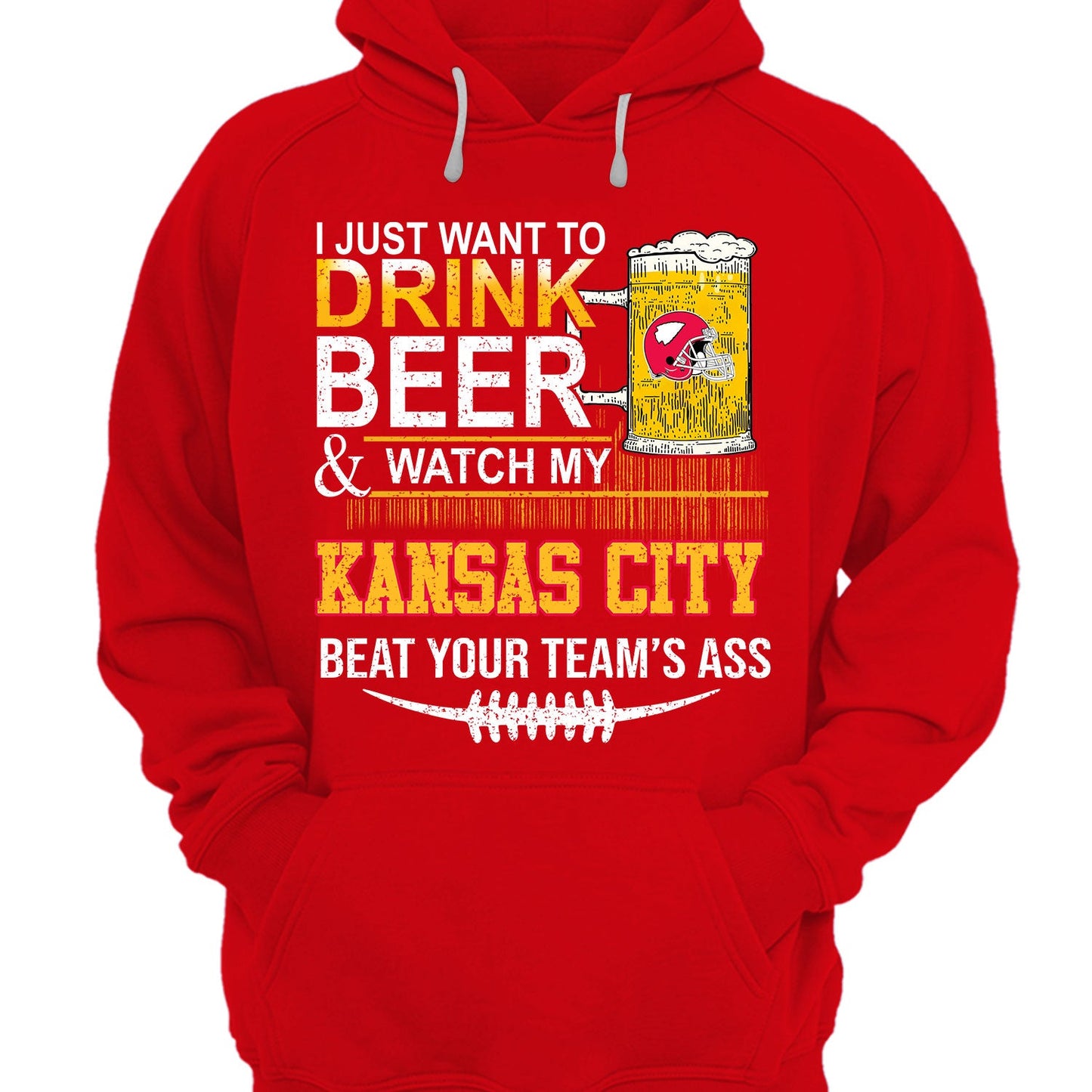 Kansas city American Football Beer Long Sleeve Shirt, Just Want To Drink Beer & Watch My Kansas city American Football Beat Your Team Long Sleeve