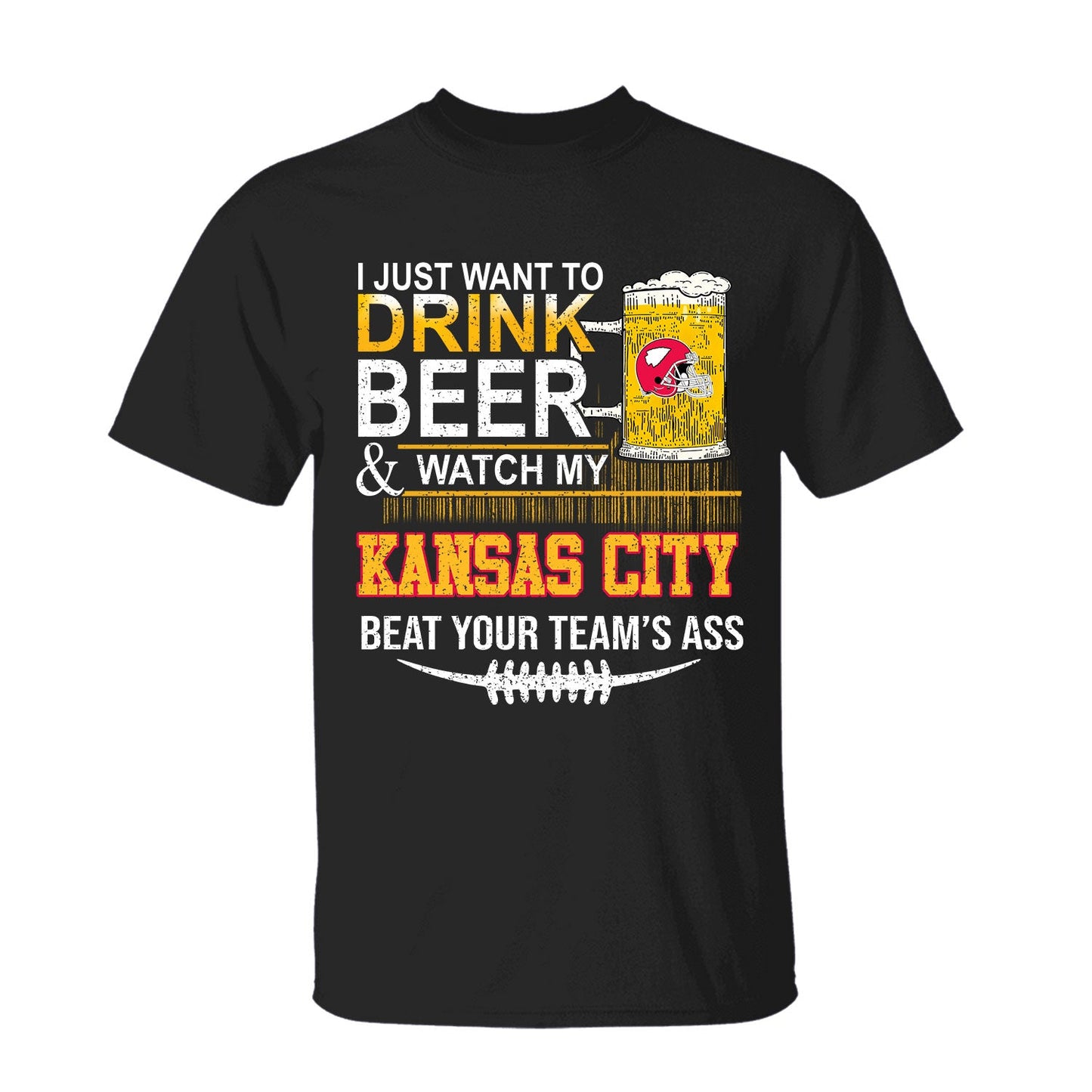 Kansas city American Football Beer Long Sleeve Shirt, Just Want To Drink Beer & Watch My Kansas city American Football Beat Your Team Long Sleeve