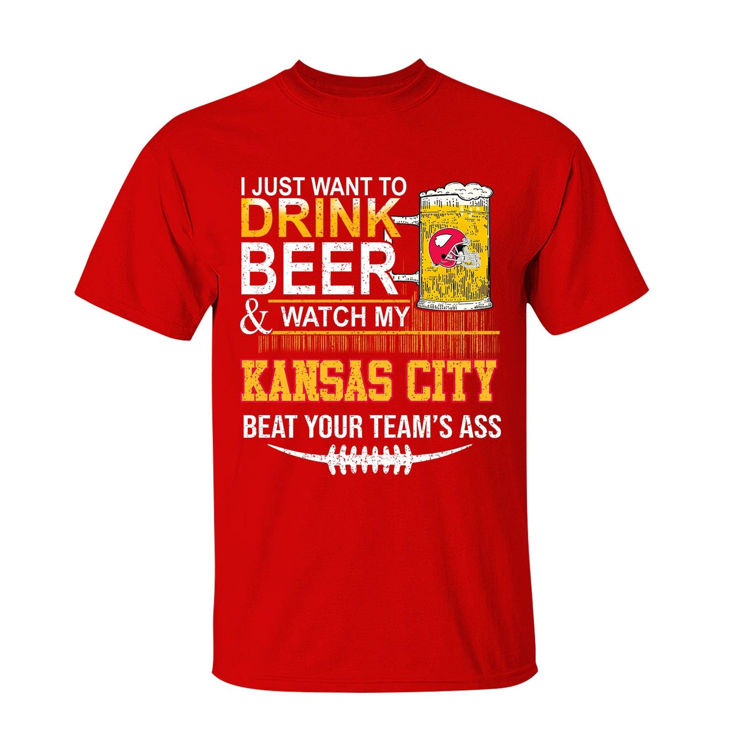 Kansas city American Football Beer Long Sleeve Shirt, Just Want To Drink Beer & Watch My Kansas city American Football Beat Your Team Long Sleeve