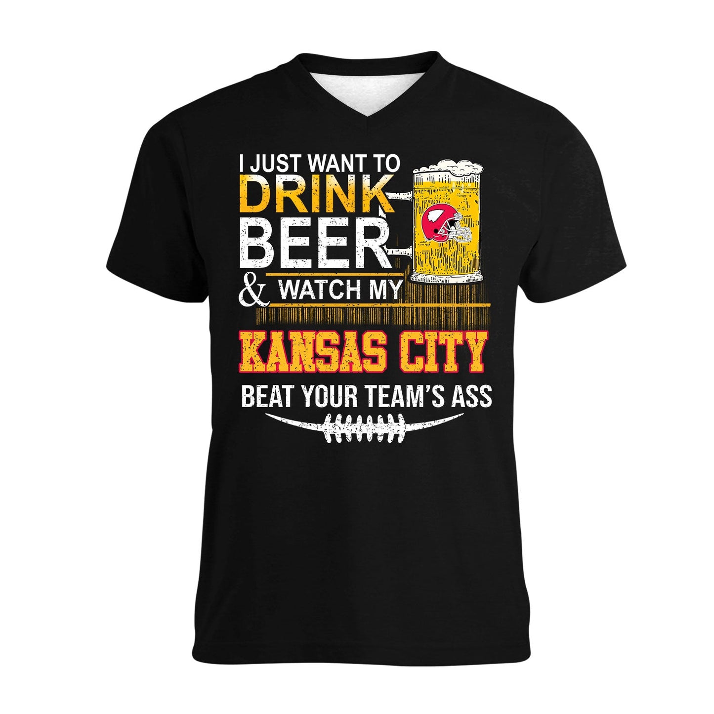 Kansas city American Football Beer Long Sleeve Shirt, Just Want To Drink Beer & Watch My Kansas city American Football Beat Your Team Long Sleeve