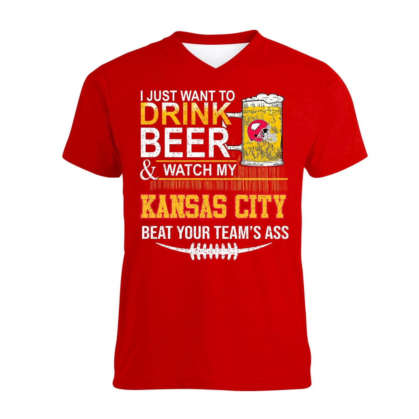 Kansas city American Football Beer Long Sleeve Shirt, Just Want To Drink Beer & Watch My Kansas city American Football Beat Your Team Long Sleeve