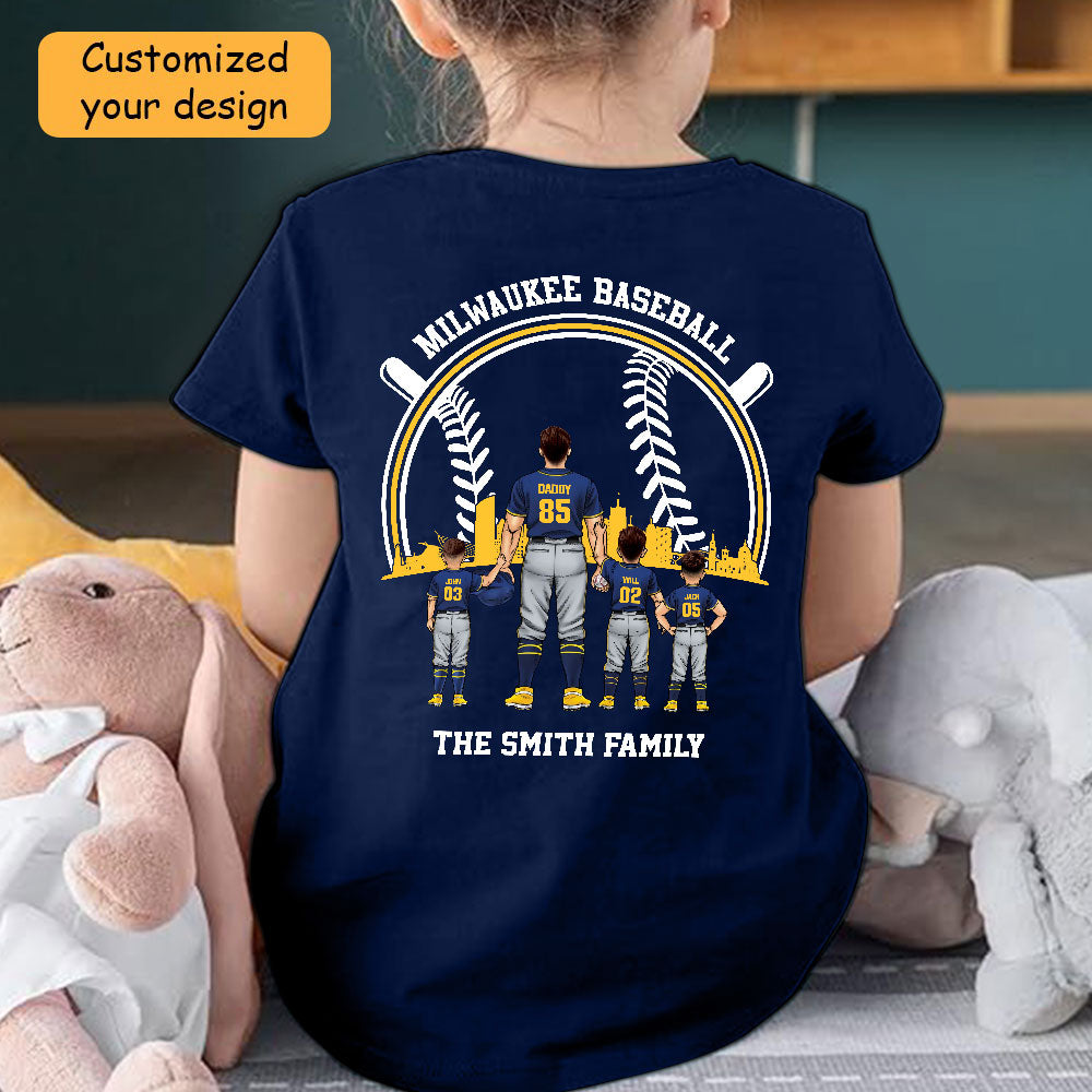 Personalized Milwaukee Baseball Family Dad Shirt, Perfect Gift For Dad, Father, Grandpa, Family, Baseball Lovers