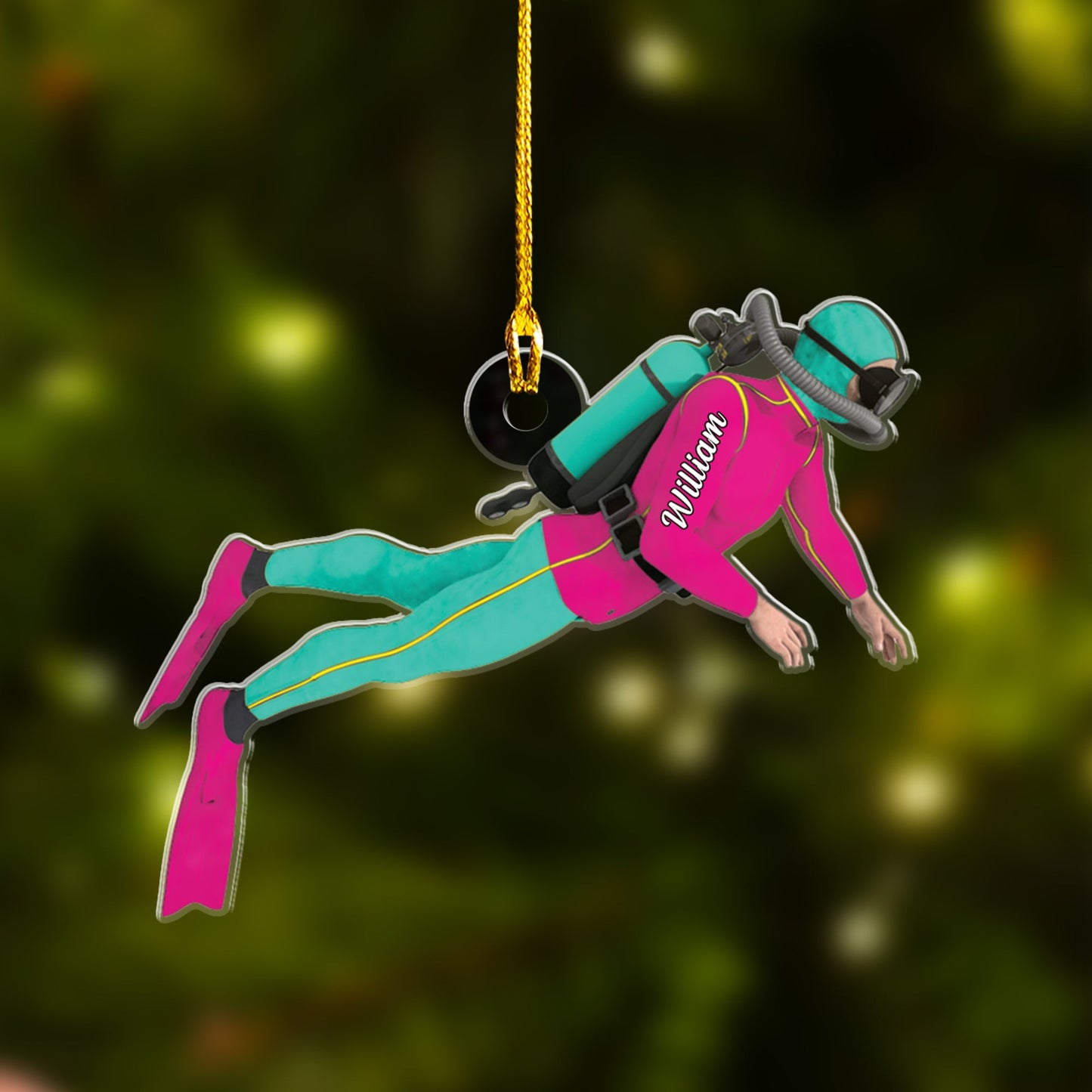 Personalized Diver Car Ornament, Scuba Diving Car Ornament For Diving Lovers, Christmas Gifts