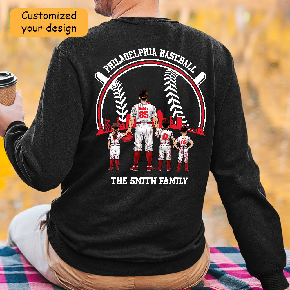 Personalized Philadelphia Baseball Family Dad Shirt, Perfect Gift For Dad, Father, Grandpa, Family, Baseball Lovers