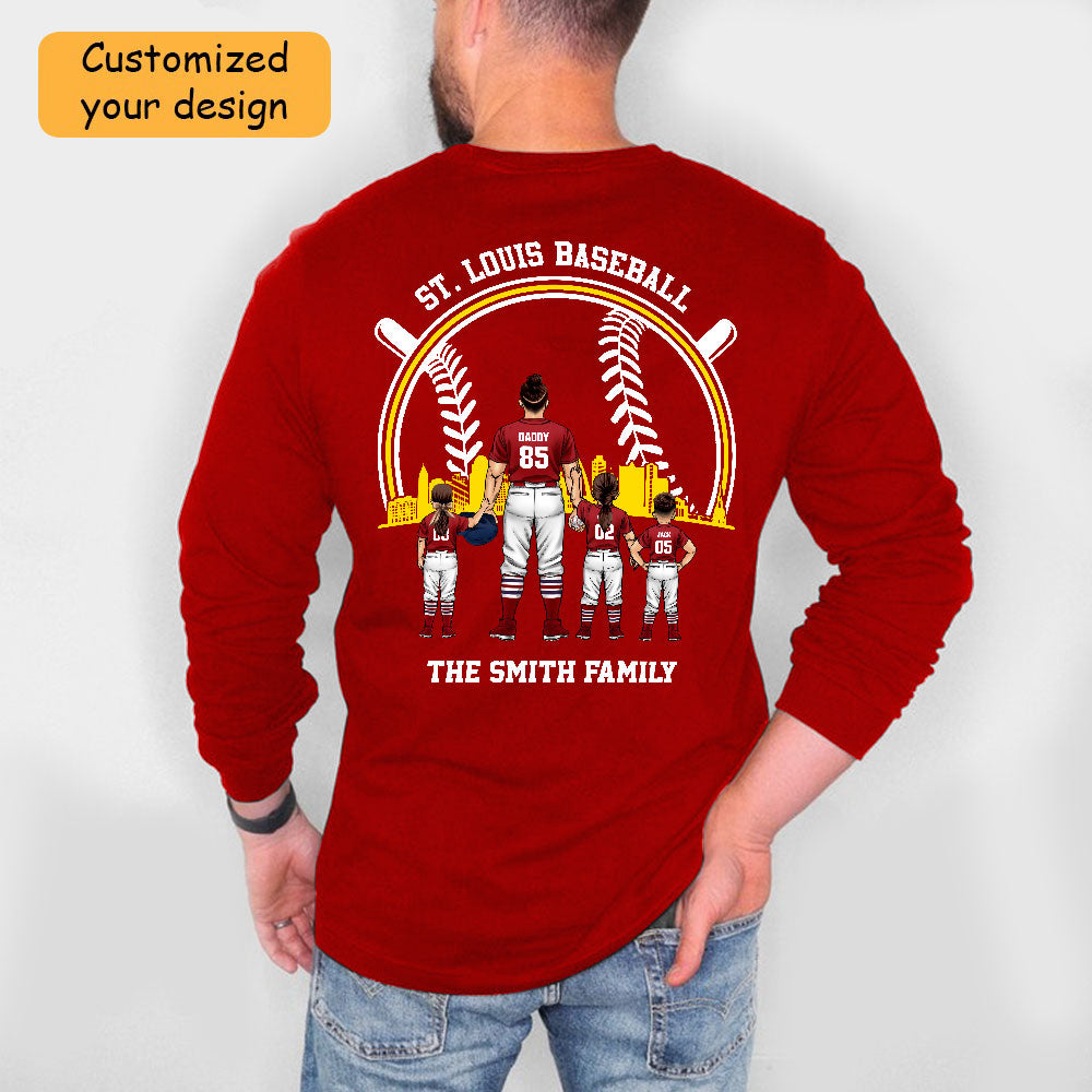 Personalized St Louis Baseball Family Dad Shirt, Perfect Gift For Dad, Father, Grandpa, Family, Baseball Lovers