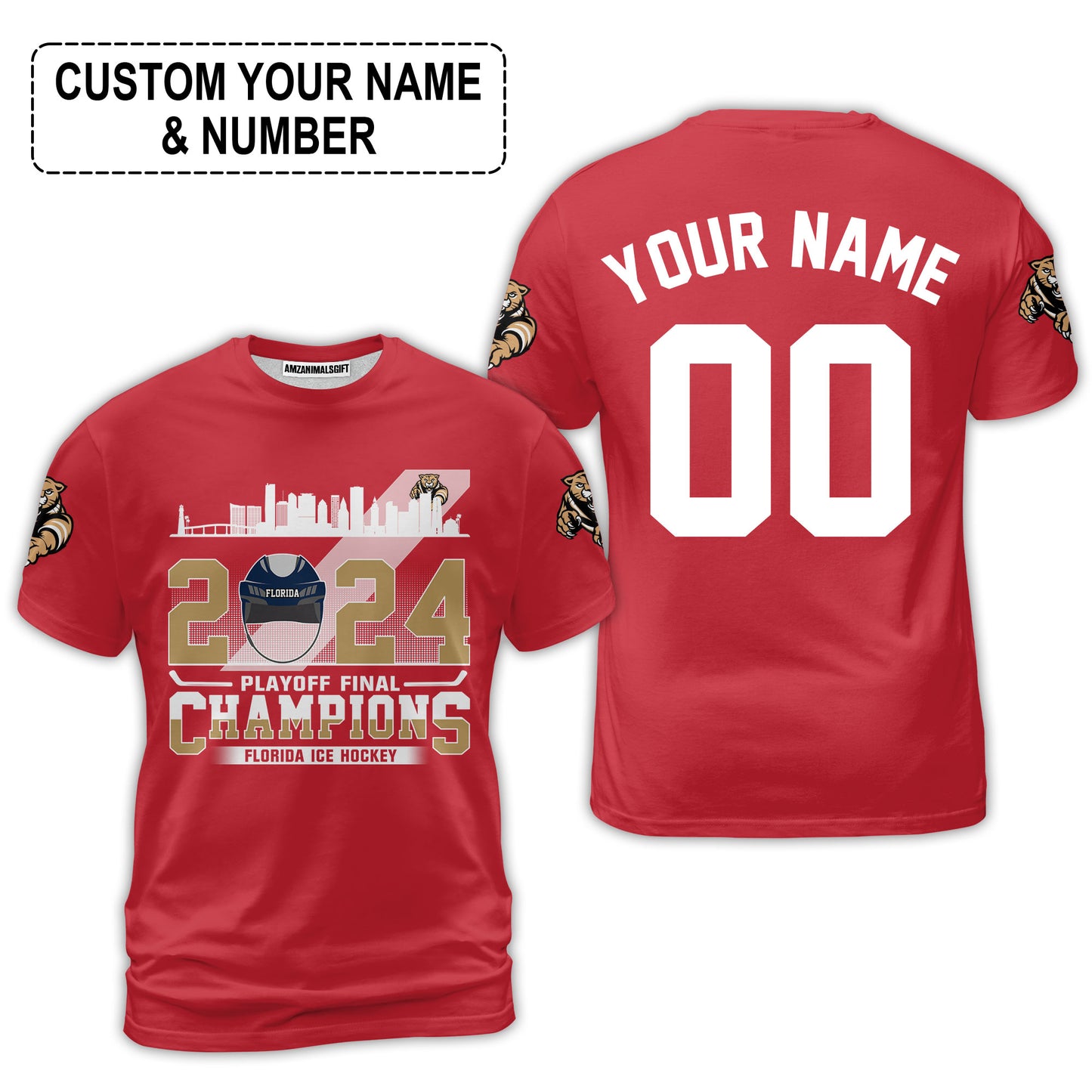 Customized Florida Ice Hockey 2024 Playoff Final Champions Long Sleeve Shirt, Florida Hockey Shirt For Florida Ice Hockey Lovers - AOP