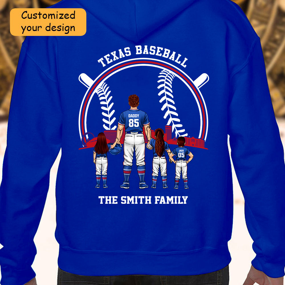 Personalized Texas Baseball Family Dad Shirt, Perfect Gift For Dad, Father, Grandpa, Family, Baseball Lovers