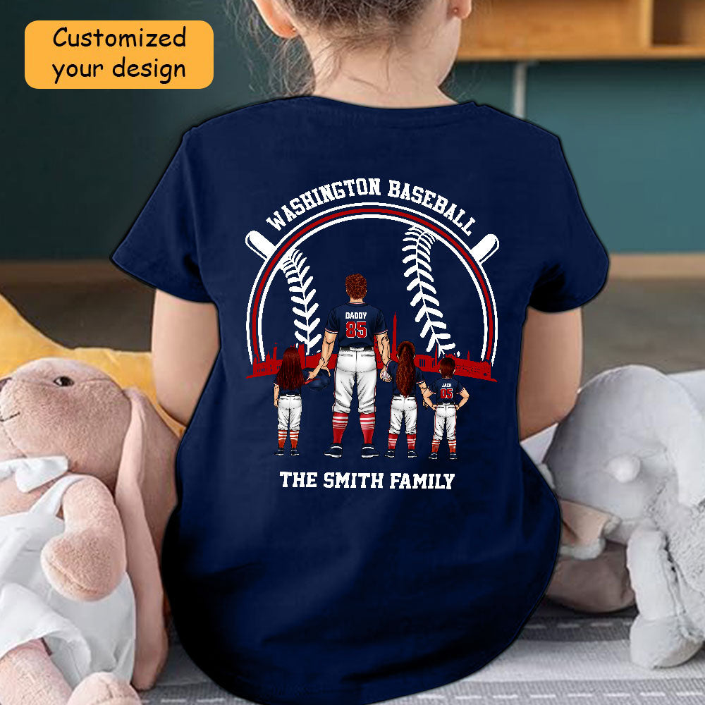 Personalized Washington Baseball Family Dad Shirt, Perfect Gift For Dad, Father, Grandpa, Family, Baseball Lovers