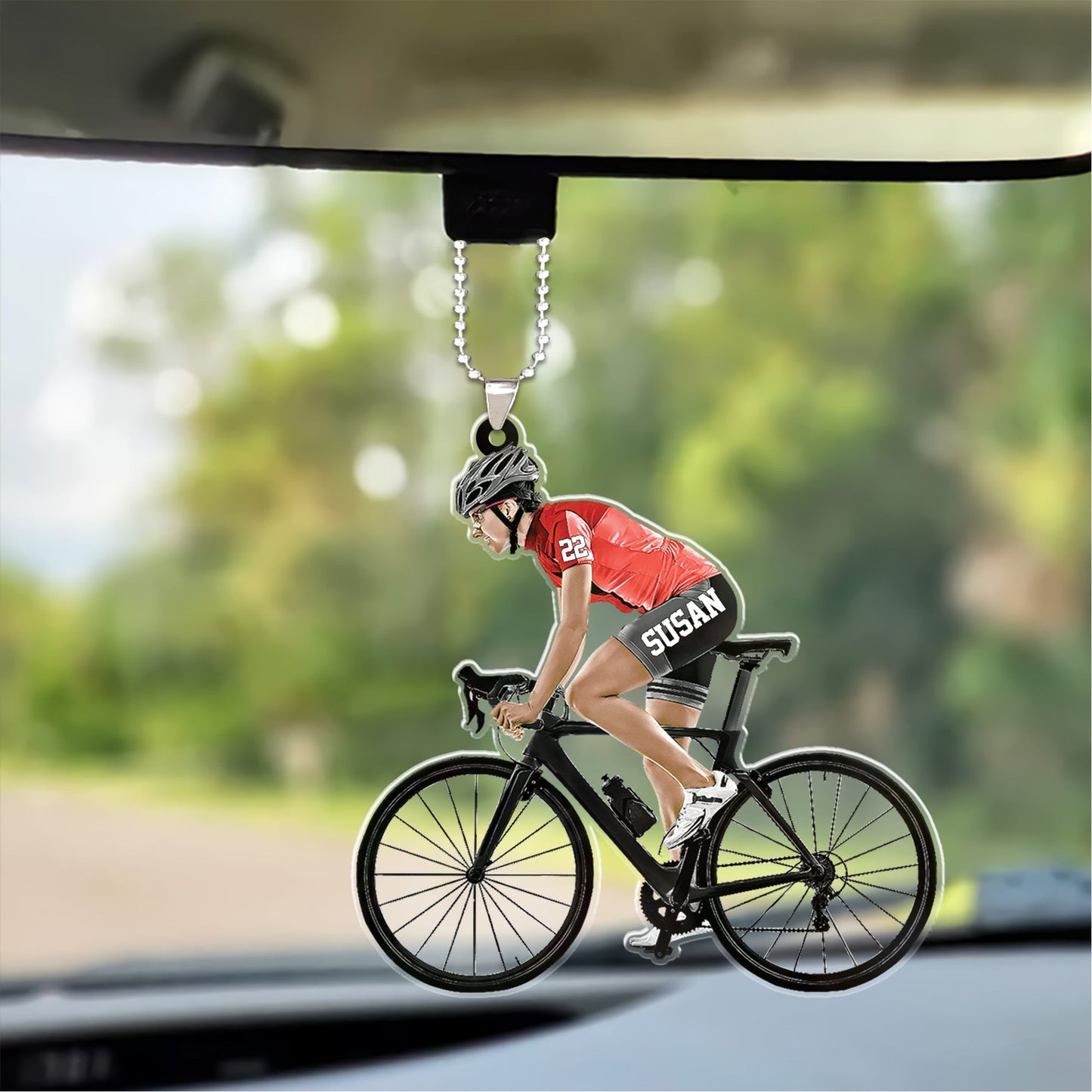 Personalized Female Cyclist, Bike Riding Acrylic Keychain Gift For Cyclists