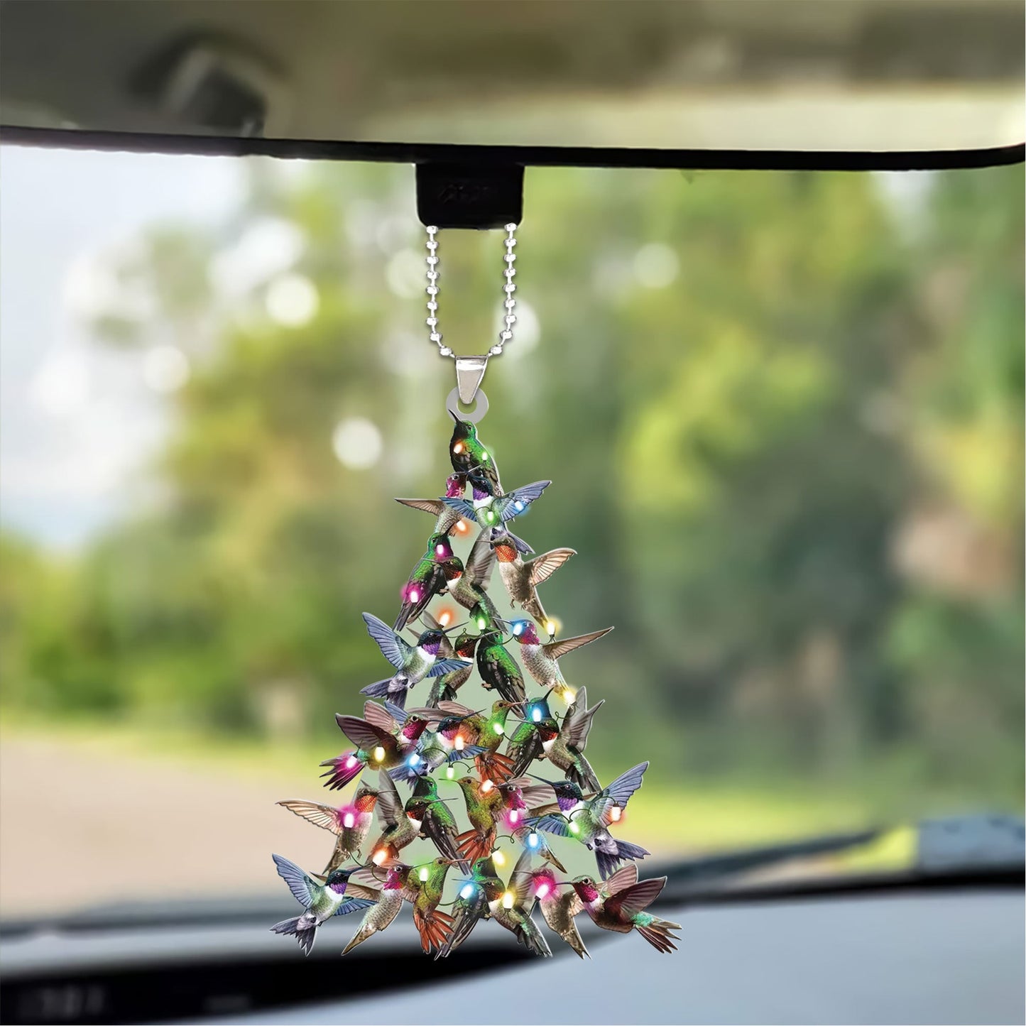Custom Hummingbird Acrylic Keychain, Personalized Hummingbird Christmas Tree Shaped Acrylic Keychain for Hummingbird Lover