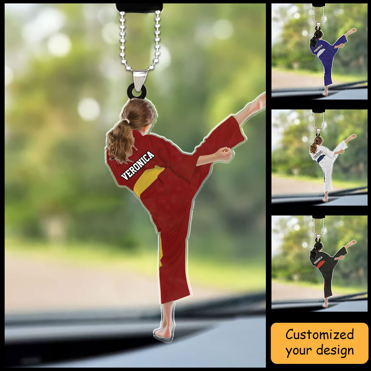 Personalized Girl Karate, Taekwondo Girl, Martial Car Ornament For Daughter - Gift For Karate Team, Karate Lovers