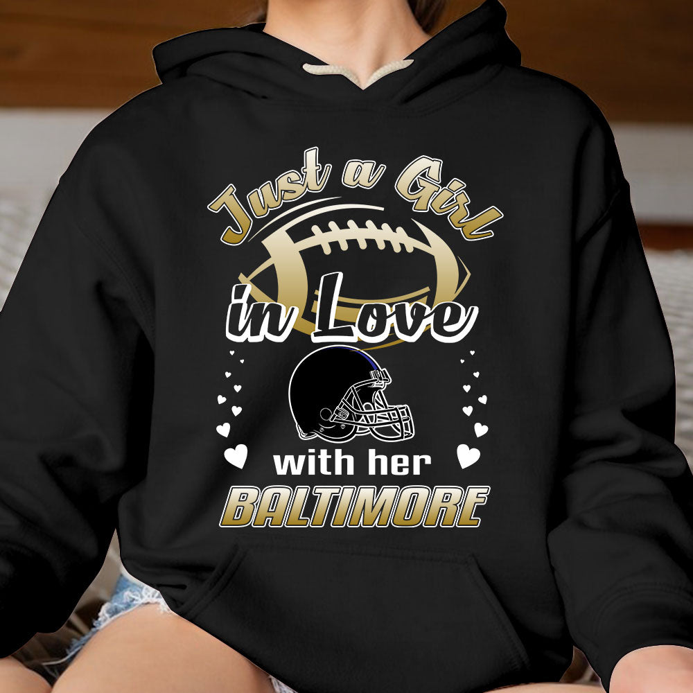 Baltimore Football Just A Girl In Love With her Baltimore Long Sleeve, Sweatshirt, Hoodie, T Shirt - Gift For Mens, Womens and Baltimore Lover