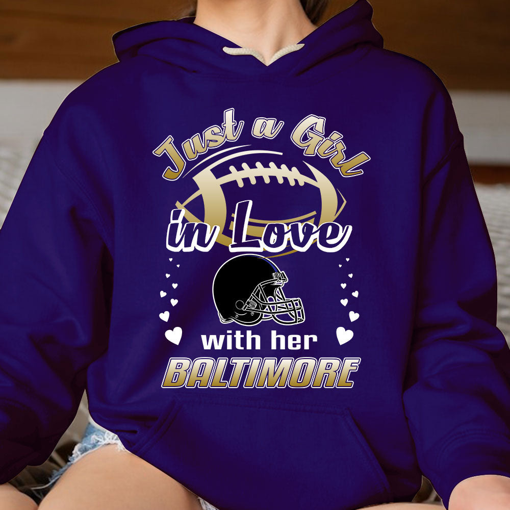Baltimore Football Just A Girl In Love With her Baltimore Long Sleeve, Sweatshirt, Hoodie, T Shirt - Gift For Mens, Womens and Baltimore Lover