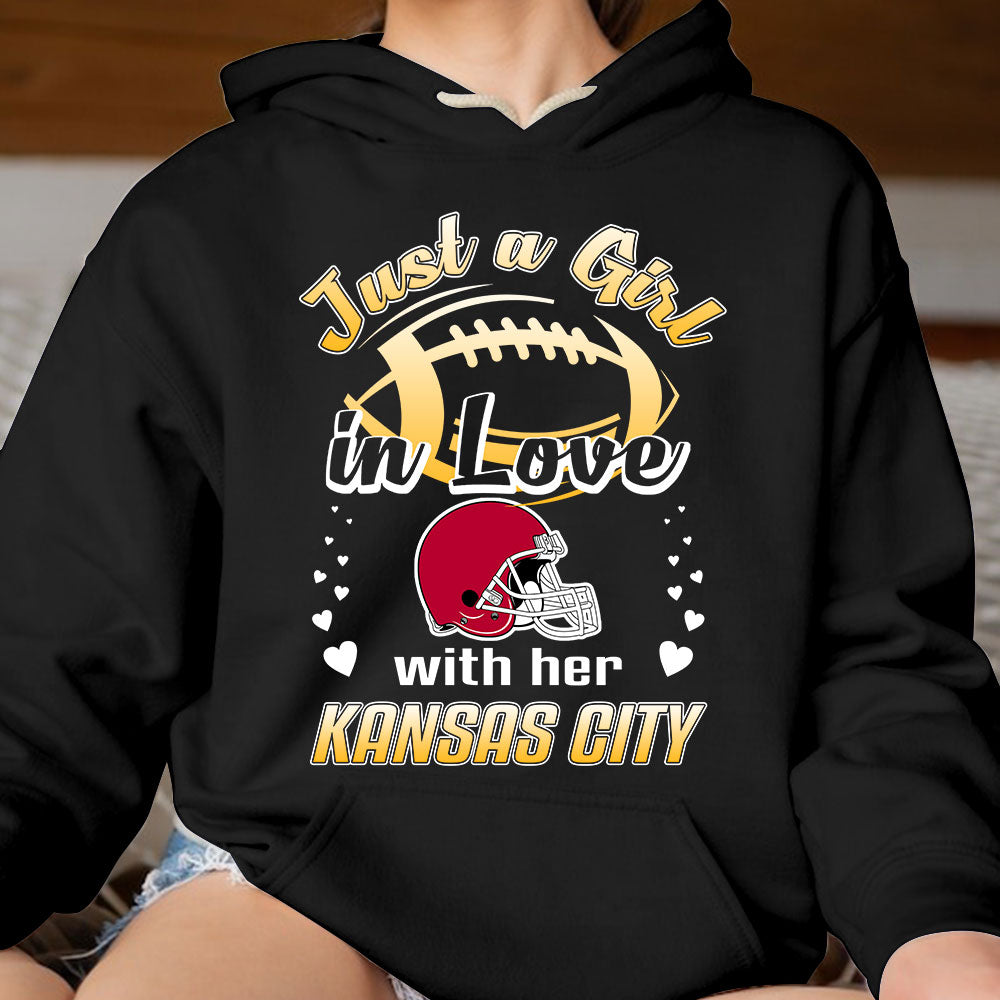 Kansas City Football Just A Girl In Love With her Kansas City Hoodie, T Shirt, Sweatshirt, Long Sleeve