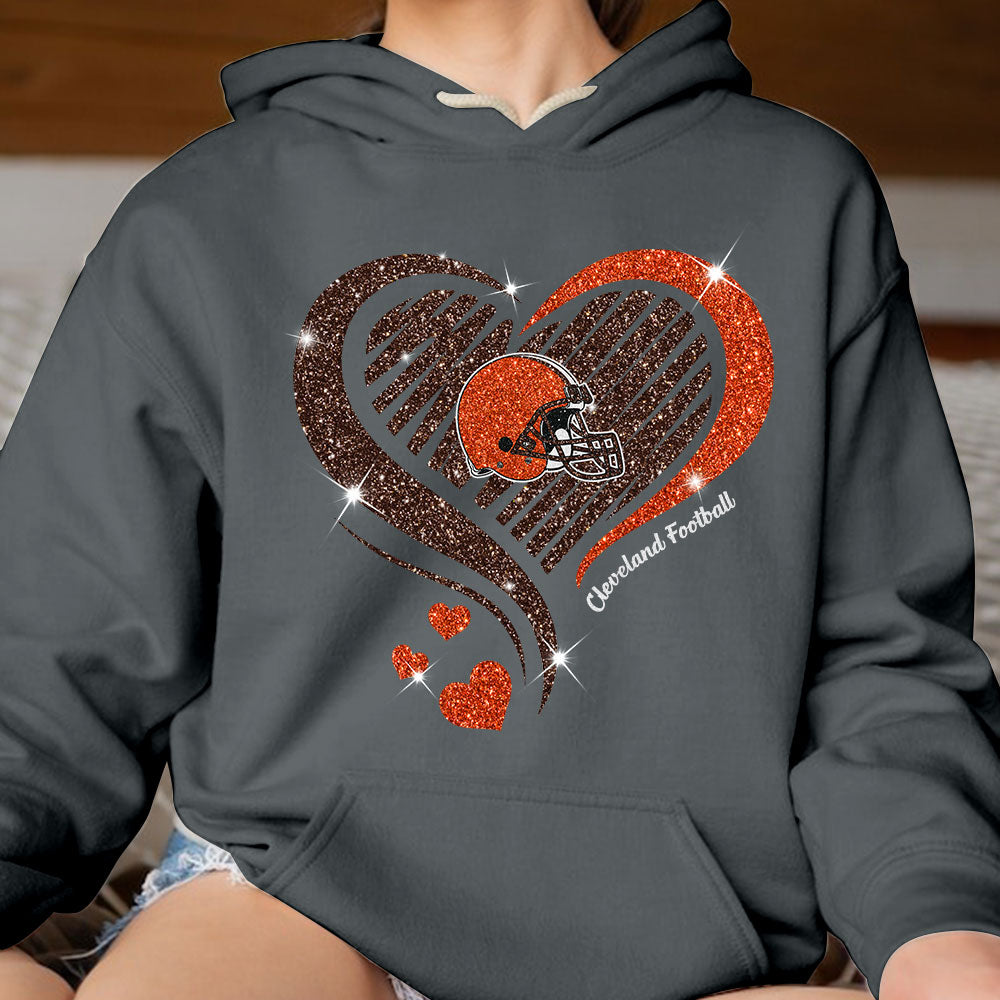 Cleveland Football Twinkle Heart Long Sleeve, T Shirts, Sweatshirt, Hoodie For Men & Women, Cleveland Lover