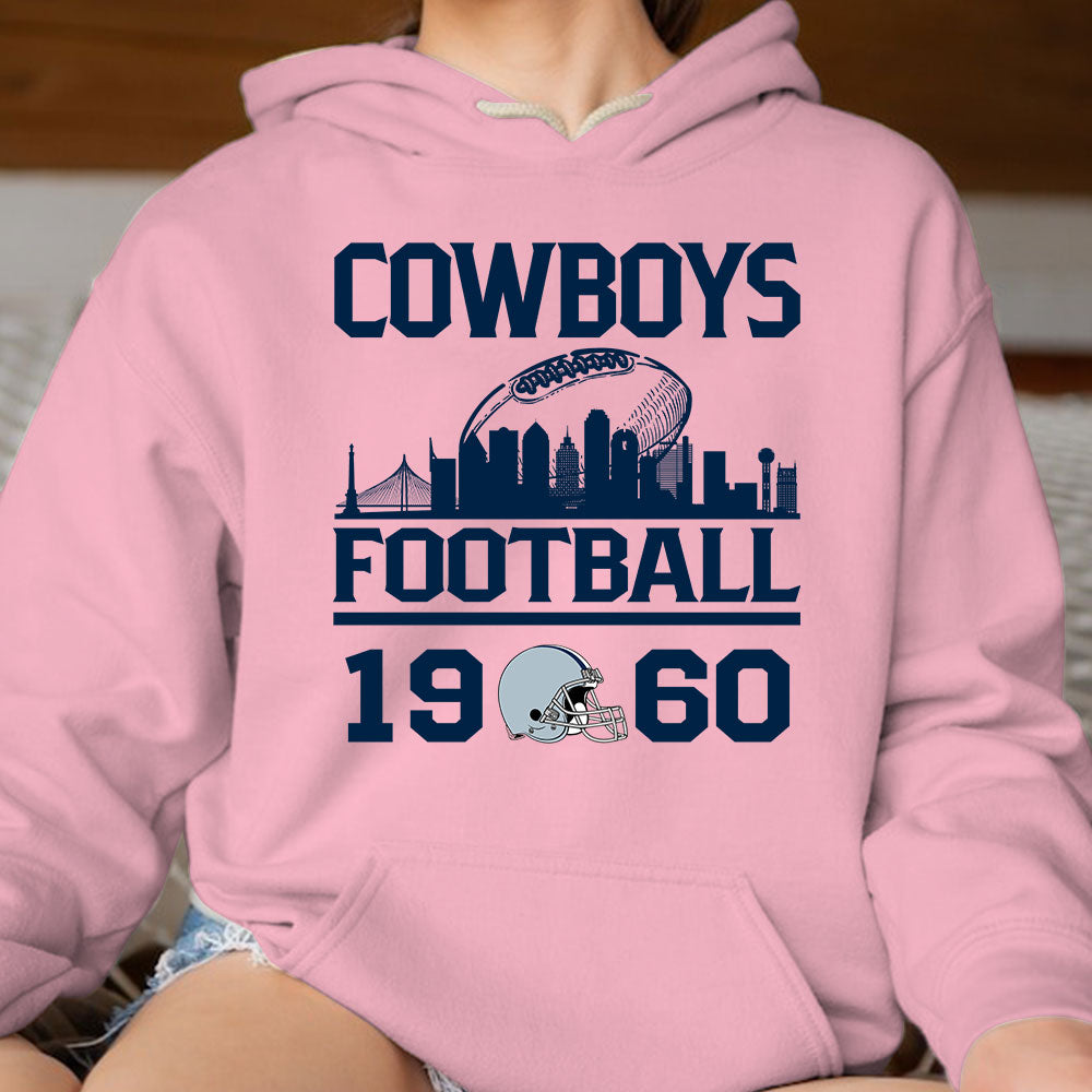 Cowboys Football Skyline Hoodie For Men Women Family Love Cowboys Sport, 1960 Cowboys Football Hoodie