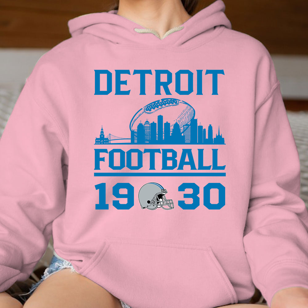 Detroit Football Skyline T-Shirts For Men Women Family Love Detroit Sport, 1930 Detroit Football T-Shirts