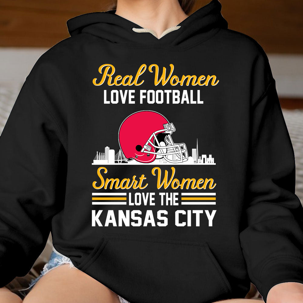 Kansas City Football Real Women Love Football Smart Women Love The Kansas City Hoodie, Sweatshirt, Long Sleeve, T Shirts For Kansas City Lovers