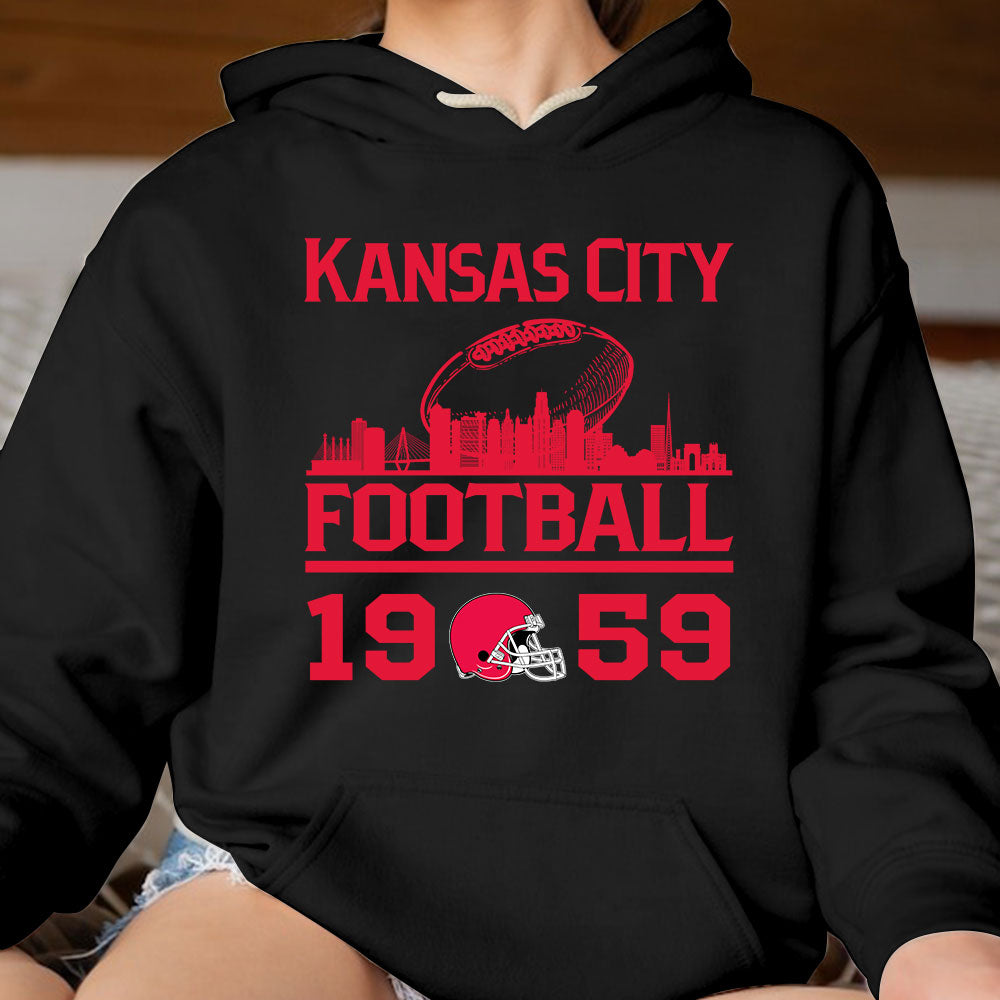 Kansas City Football Skyline Hoodie For Men Women Family Love Kansas City Sport, 1959 Kansas City Football Hoodie