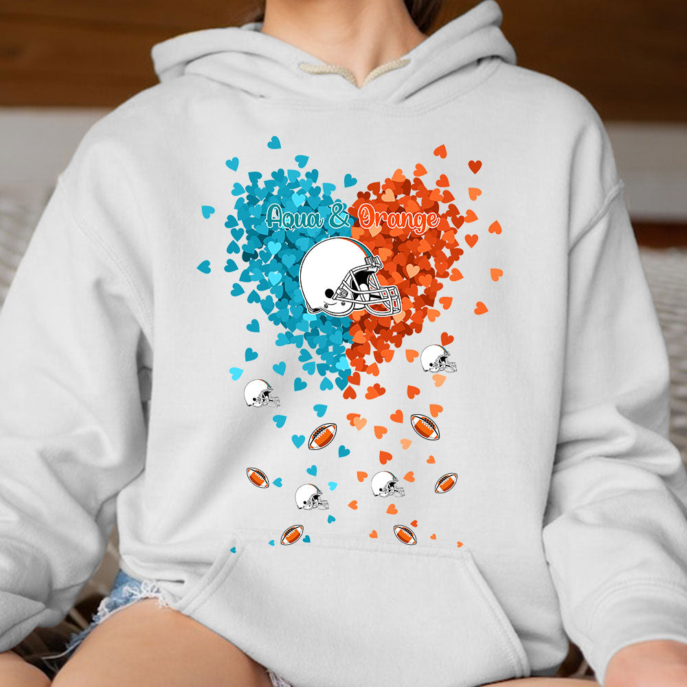Miami Football Aqua and Orange in My Heart Sweatshirt T Shirts hoodie - Gift For Mens, Womens and Miami Lover
