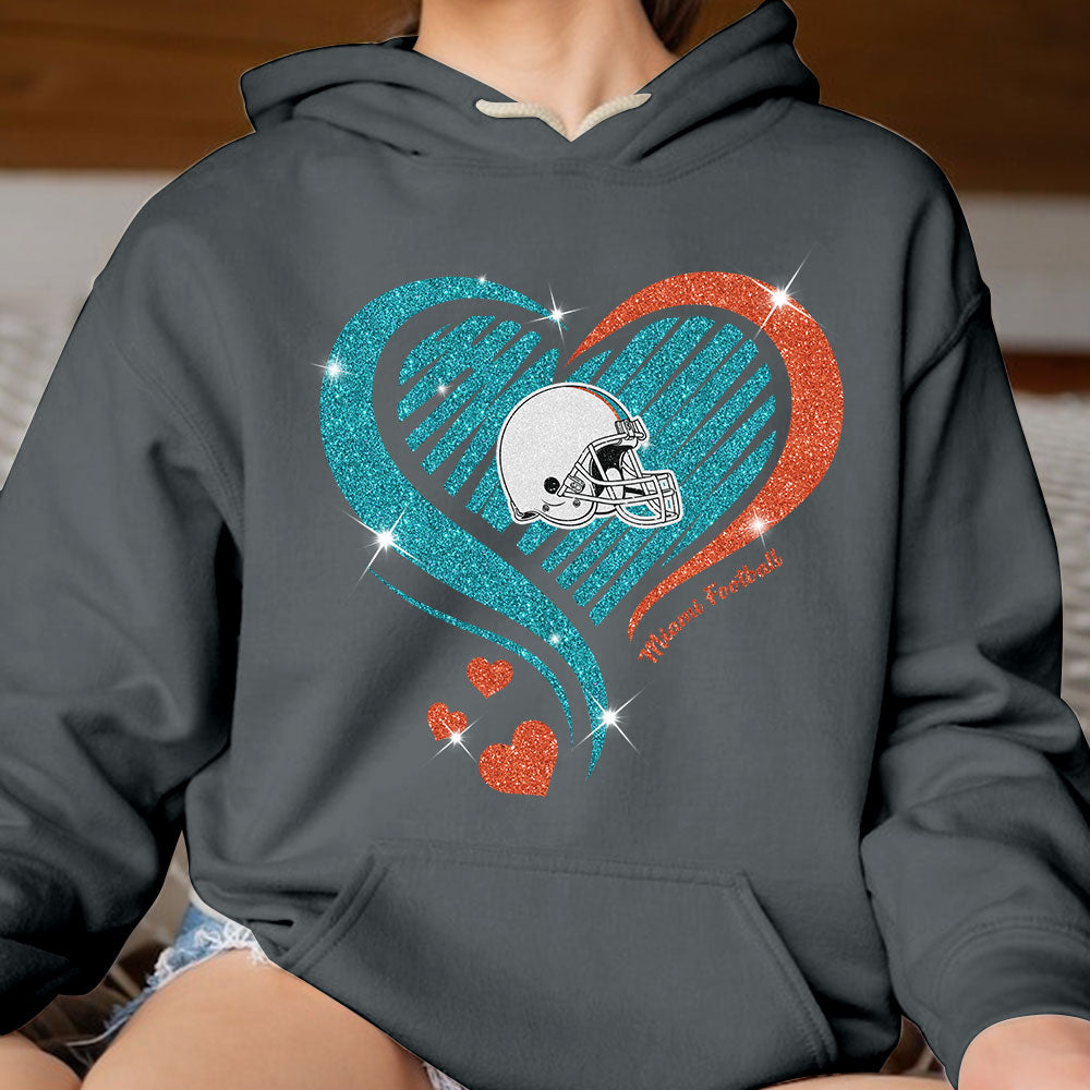Miami Football Twinkle Heart Long Sleeve, T Shirts, Sweatshirt, Hoodie For Men & Women, Miami Lover