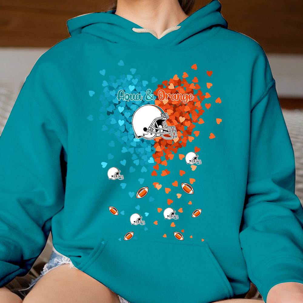 Miami Football Aqua and Orange in My Heart Sweatshirt T Shirts hoodie - Gift For Mens, Womens and Miami Lover