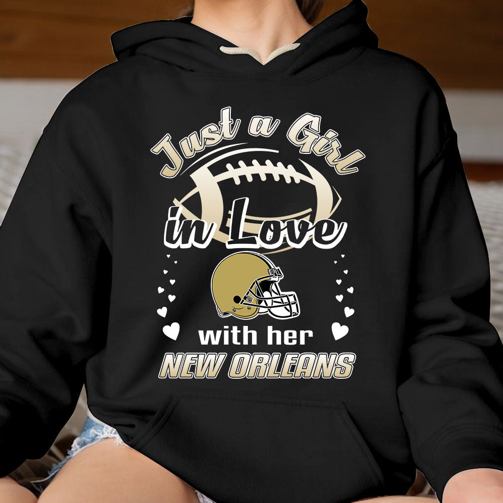 New Orleans Football Just A Girl In Love With her New Orleans T Shirt, Long Sleeve, Sweatshirt, Hoodie