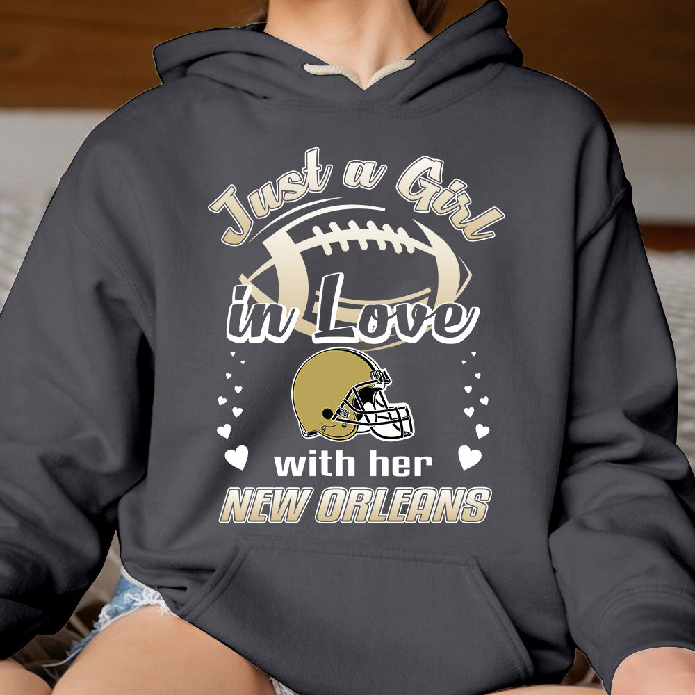 New Orleans Football Just A Girl In Love With her New Orleans Long Sleeve, Sweatshirt, Hoodie, T Shirt