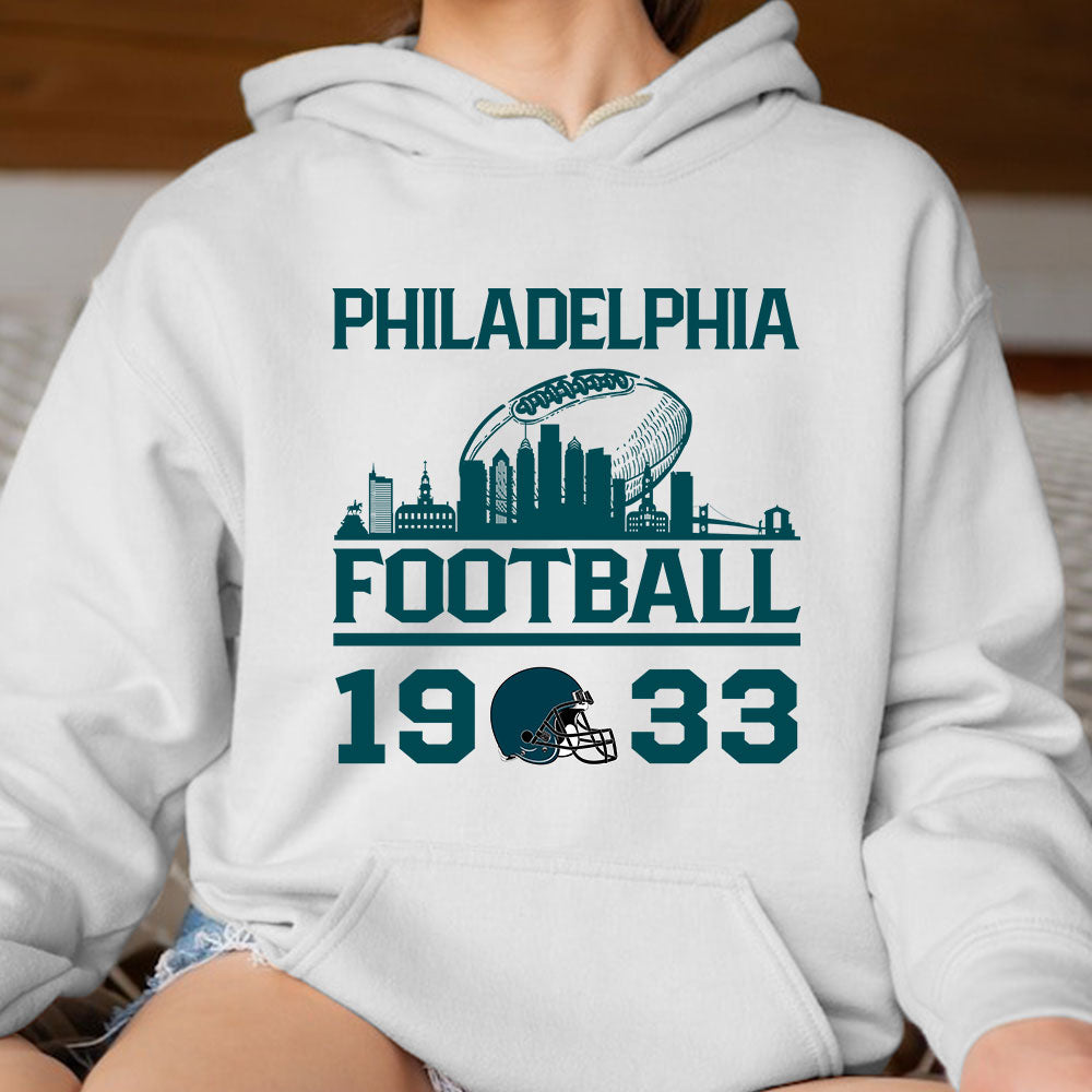 Philadelphia Football Skyline Hoodie For Men Women Family Love Philadelphia Sport, 1933 Philadelphia Football Hoodie
