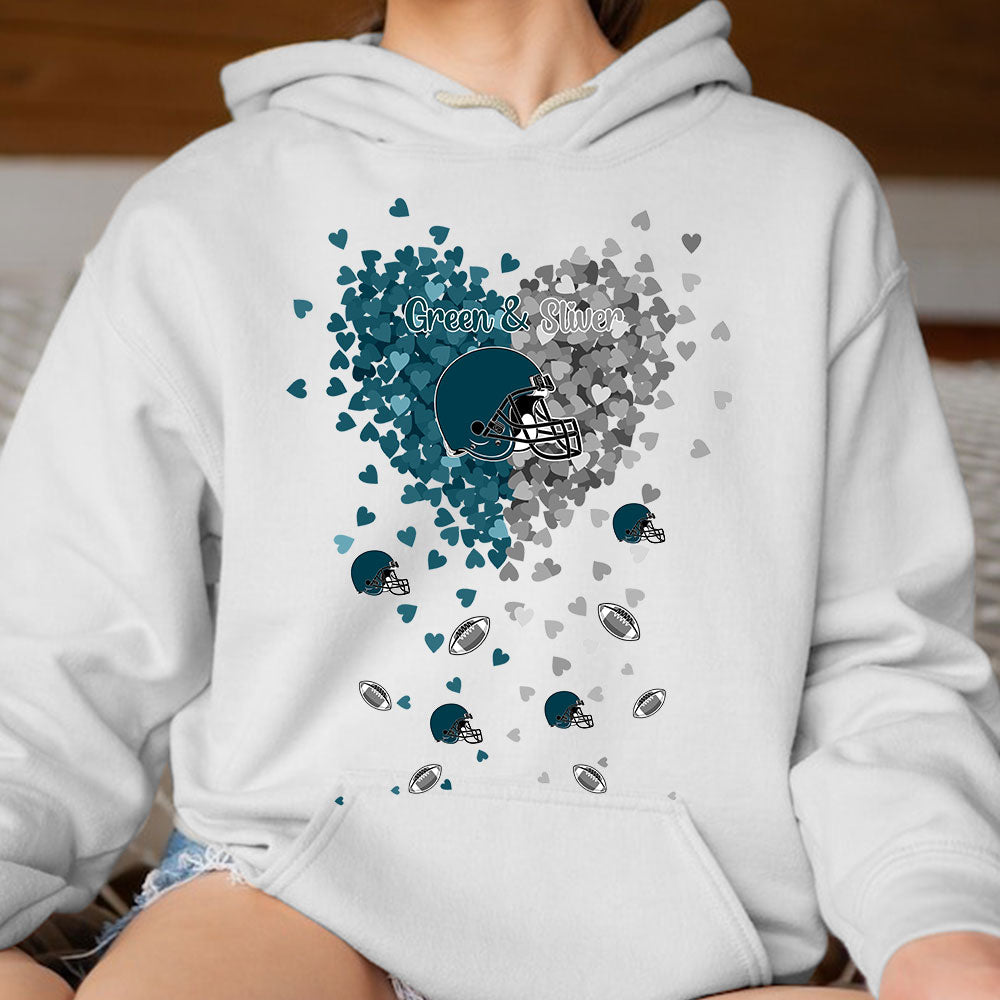 Philadelphia Football Midnight Green and Silver in My Heart Long Sleeve T Shirts hoodie - Gift For Mens, Womens and Philadelphia Lovers