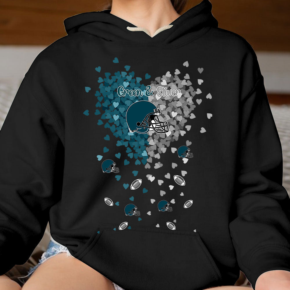 Philadelphia Football Midnight Green and Silver in My Heart Long Sleeve T Shirts hoodie - Gift For Mens, Womens and Philadelphia Lovers