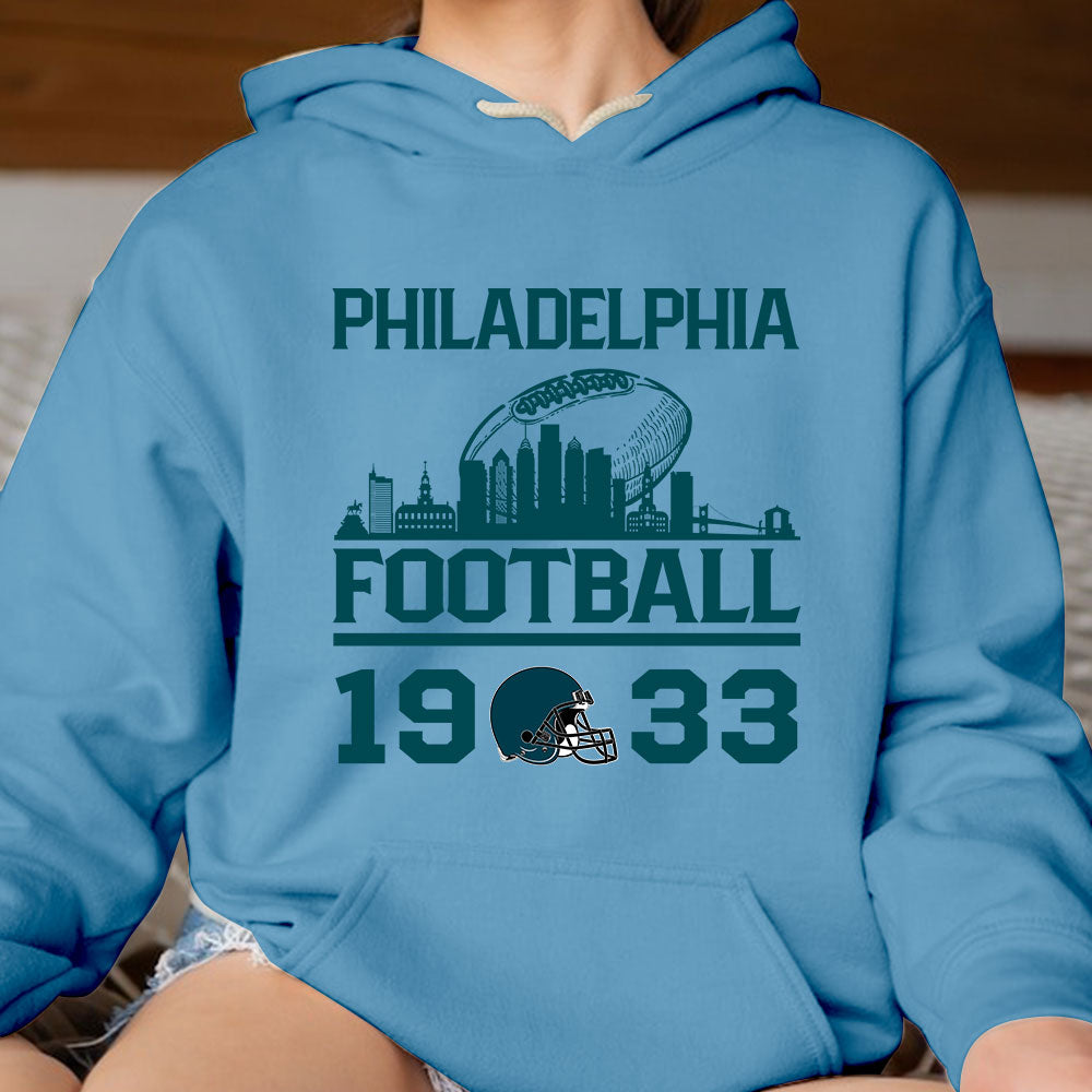 Philadelphia Football Skyline Hoodie For Men Women Family Love Philadelphia Sport, 1933 Philadelphia Football Hoodie