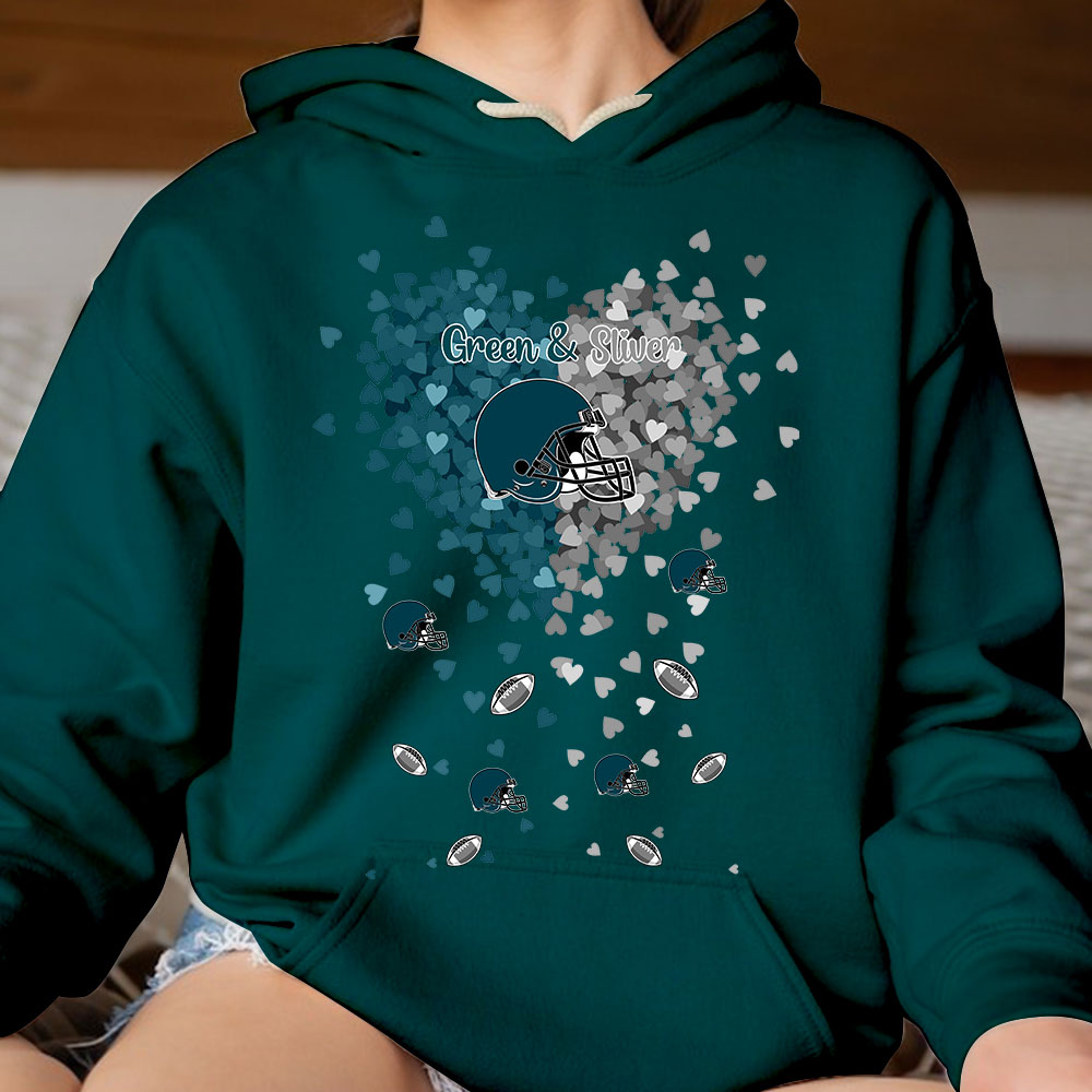 Philadelphia Football Midnight Green and Silver in My Heart Long Sleeve T Shirts hoodie - Gift For Mens, Womens and Philadelphia Lovers