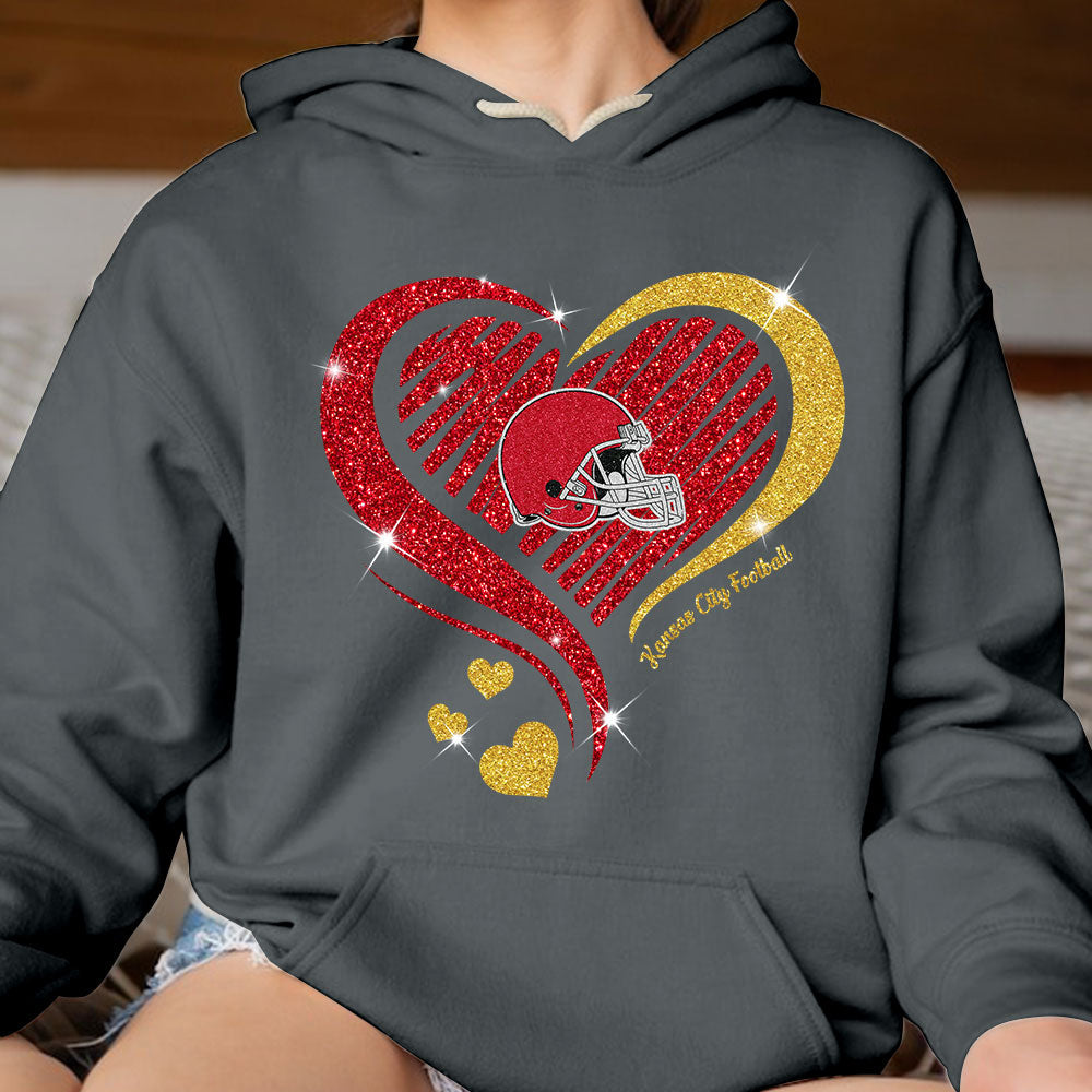 Kansas City Football Twinkle Heart Long Sleeve, T Shirts, Sweatshirt, Hoodie For Men & Women, Kansas City Lover