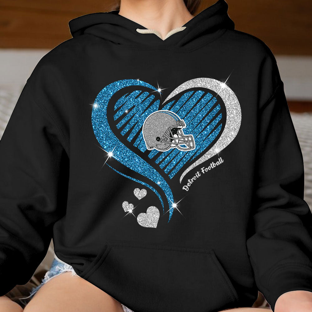 Detroit Football Twinkle Heart T Shirts, Sweatshirt, Hoodie, Long Sleeve For Men & Women, Detroit Lover