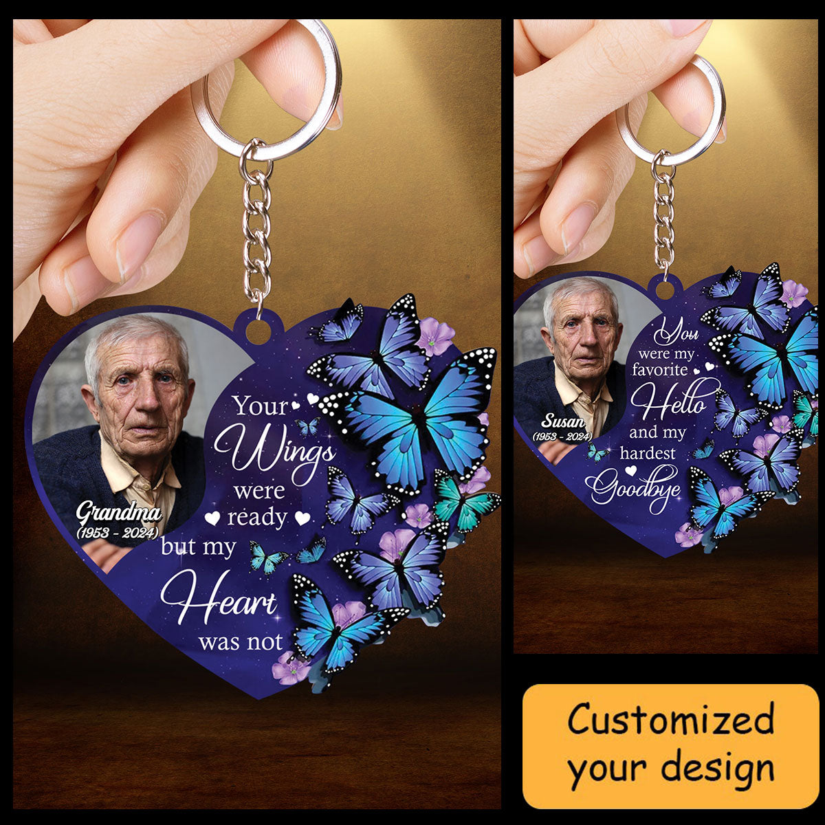 Personalized Memorial Photo Heart Acrylic Keychain, Customized Dad, Mom Photo Acrylic Keychain - Best Gift For Christmas, Family
