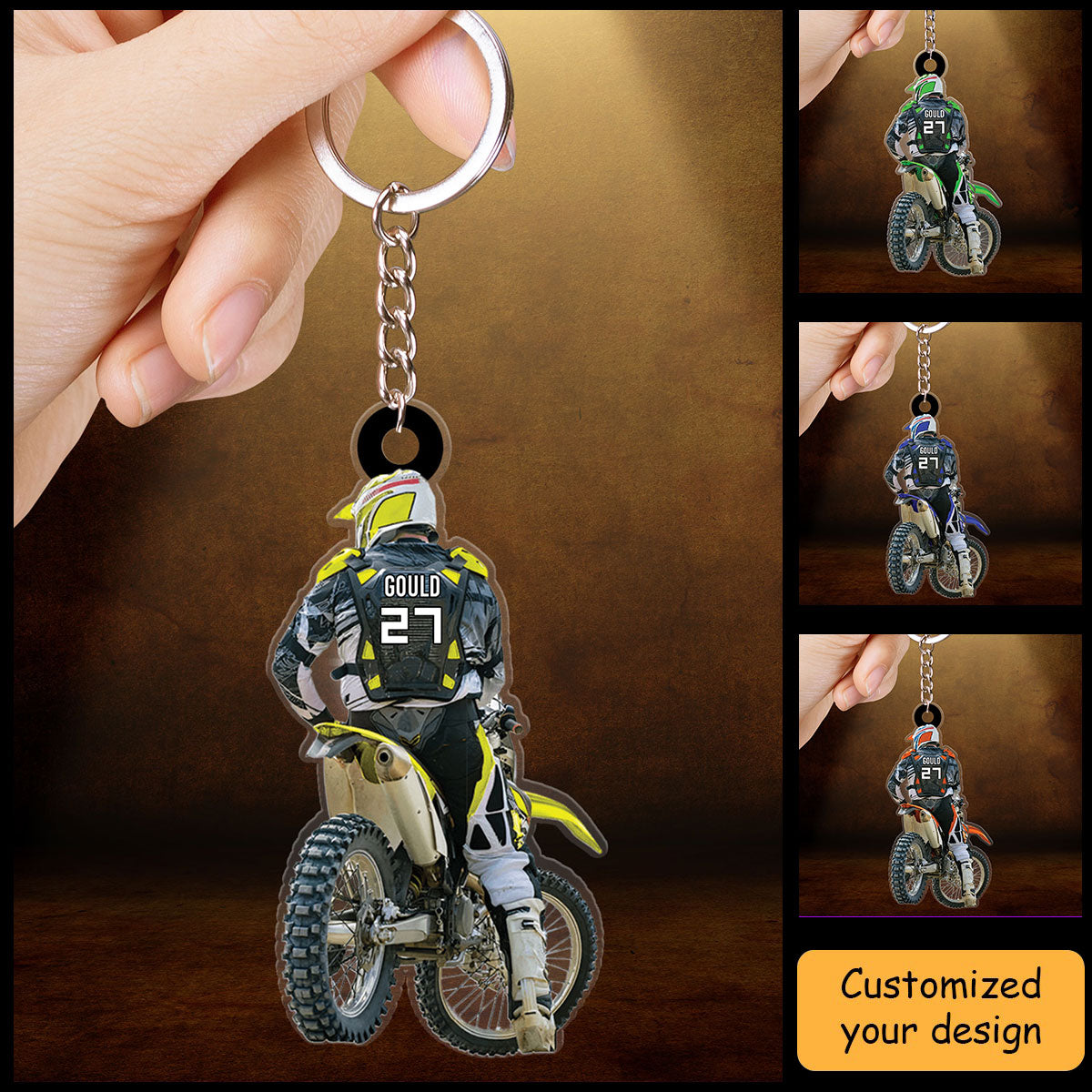 Personalized Motocross Racer Acrylic Keychain, Customized Acrylic Keychain For Motocross Lovers