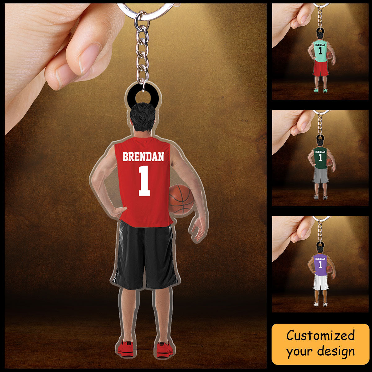 Personalized Basketball Man Acrylic Keychain, Basketball Boy Holding Acrylic Keychain, Basketball Team Gift For Basketball Lovers