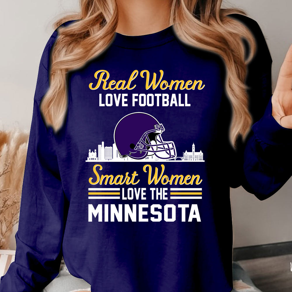 Minnesota Football Real Women Love Football Smart Women Love The Minnesota T Shirts, Hoodie, Sweatshirt, Long Sleeve For Minnesota Lovers