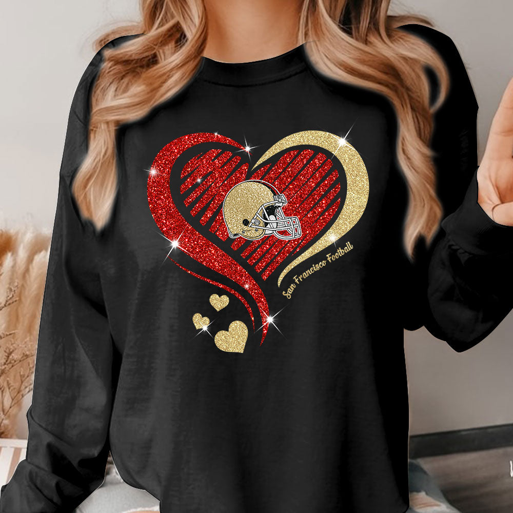 San Francisco Football Twinkle Heart Long Sleeve, T Shirts, Hoodie, Sweatshirt For Men & Women, San Francisco Lover