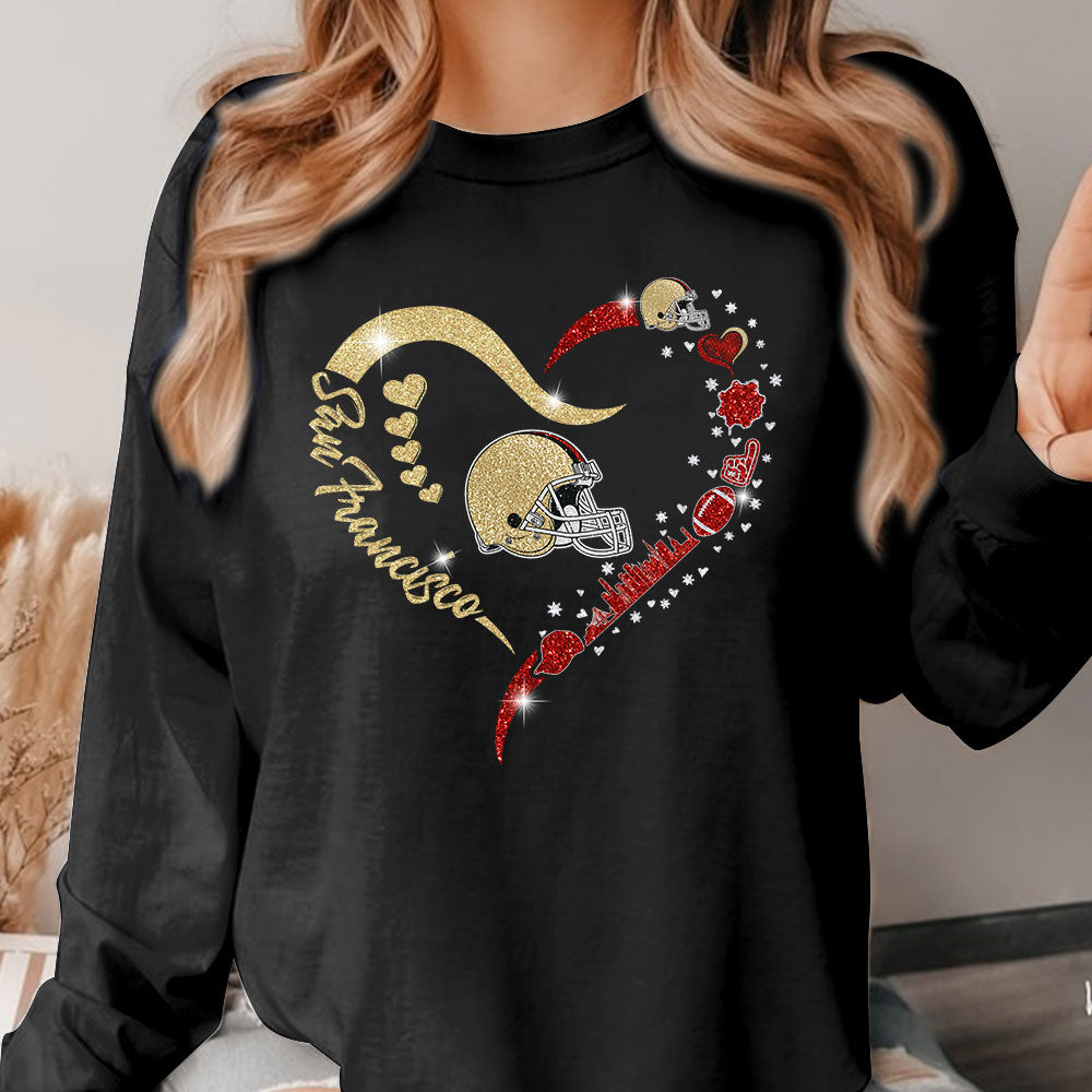 San Francisco Football In My Heart Long Sleeve, T Shirts, Hoodie, Sweatshirt For Men & Women, San Francisco Lover