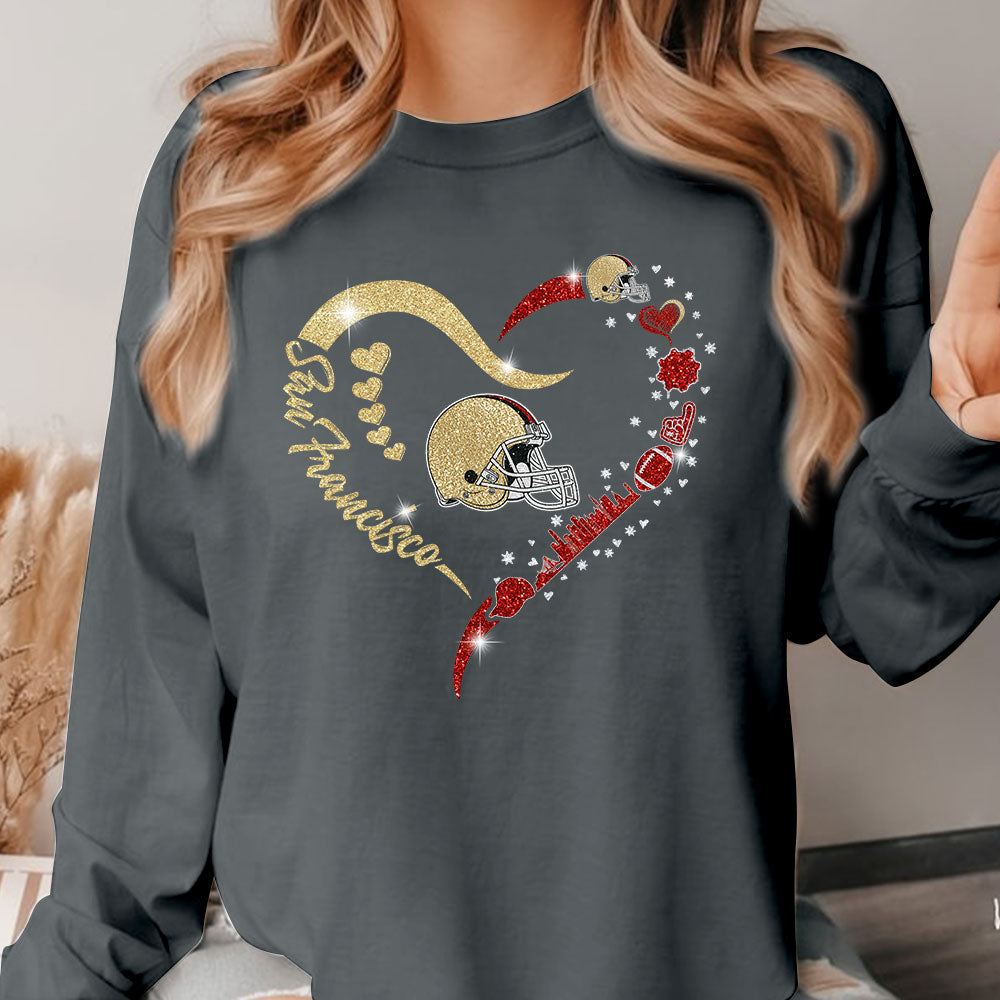 San Francisco Football In My Heart Sweatshirt, Long Sleeve, T Shirts, Hoodie For Men & Women, San Francisco Lover
